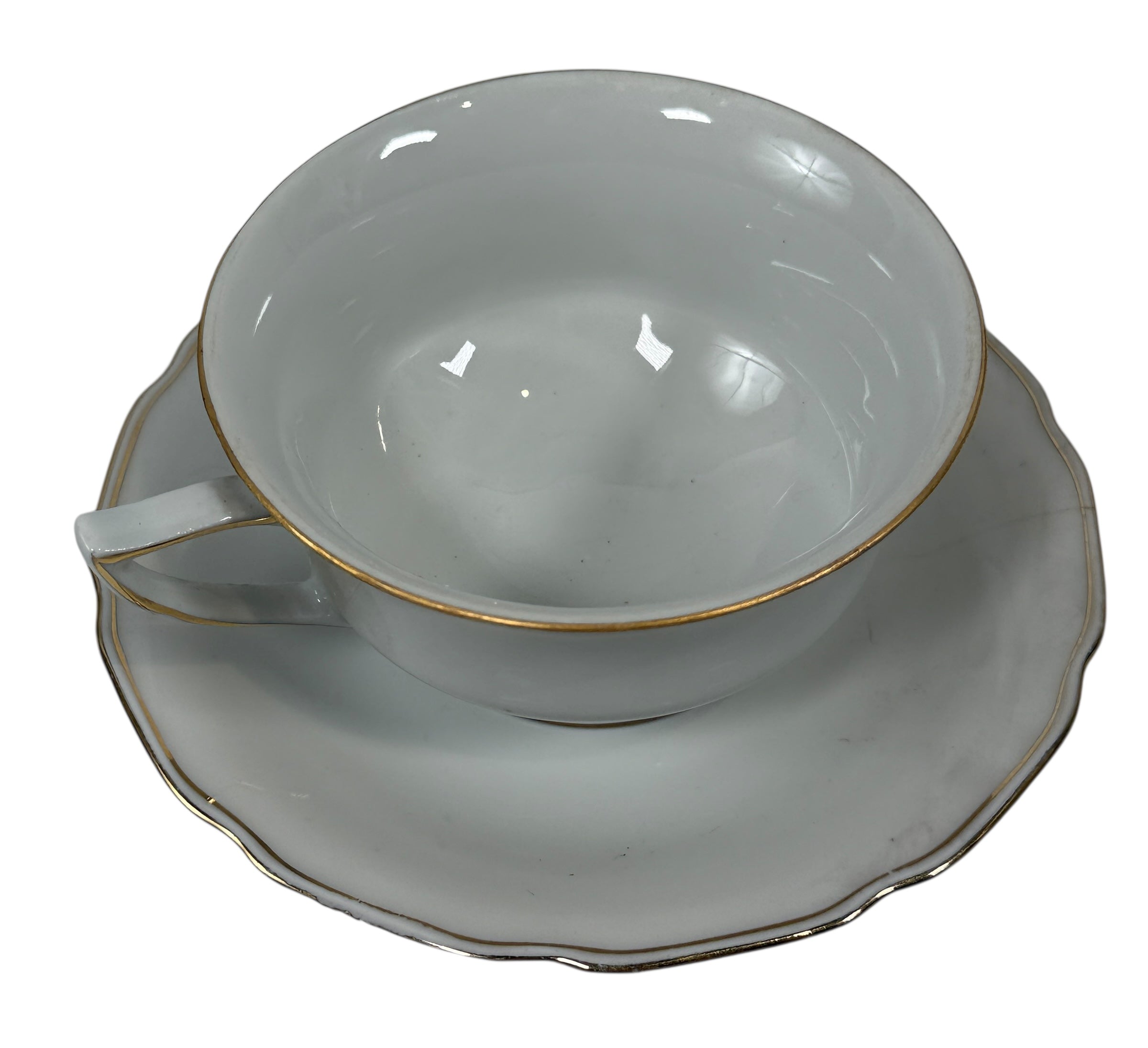 Vintage Bohemia Czechoslovakia Gold-Rim Cups & Saucers – Set of 4