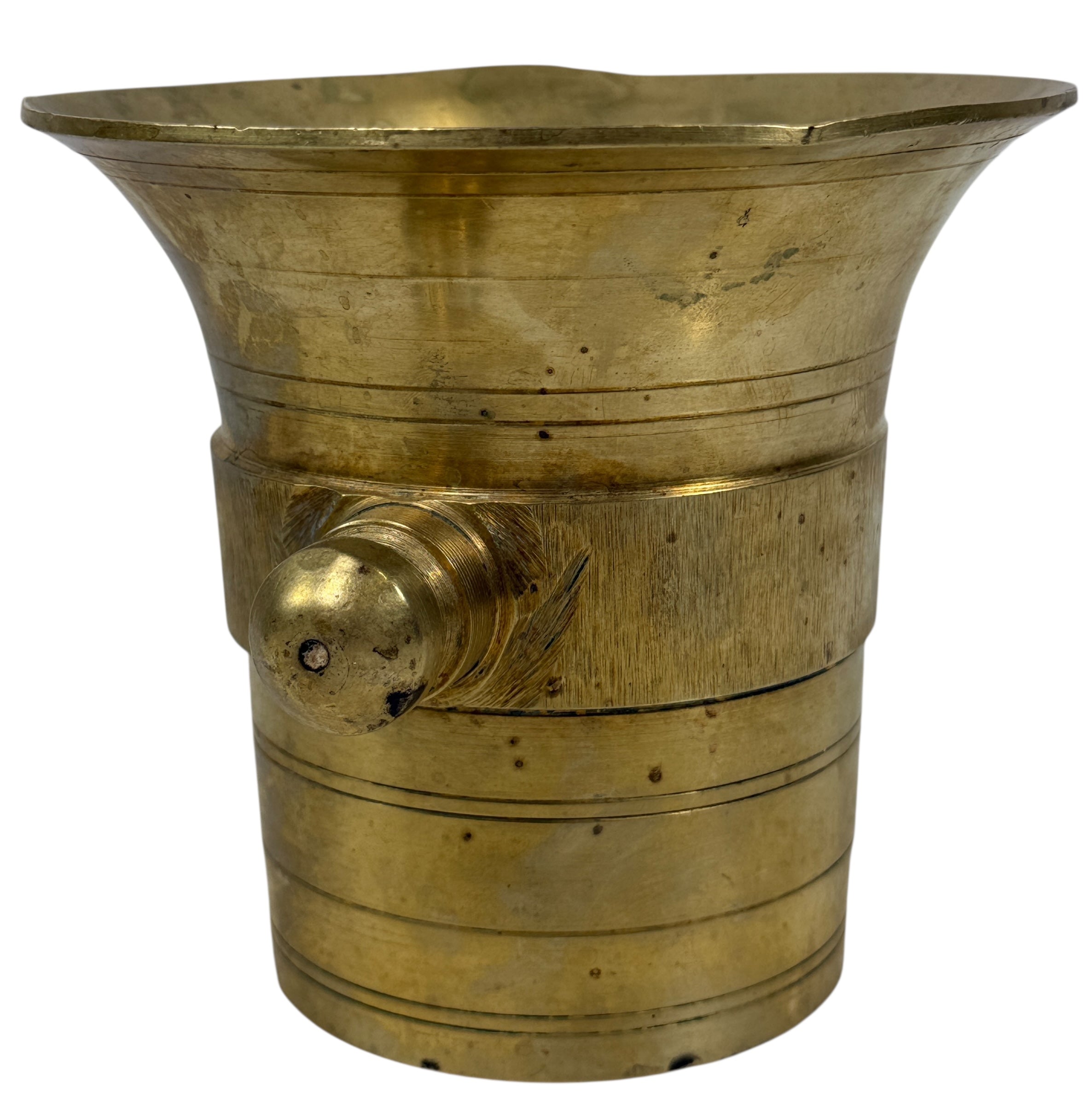 Vintage Solid Brass Apothecary Mortar – Turned Design, Early 20th Century