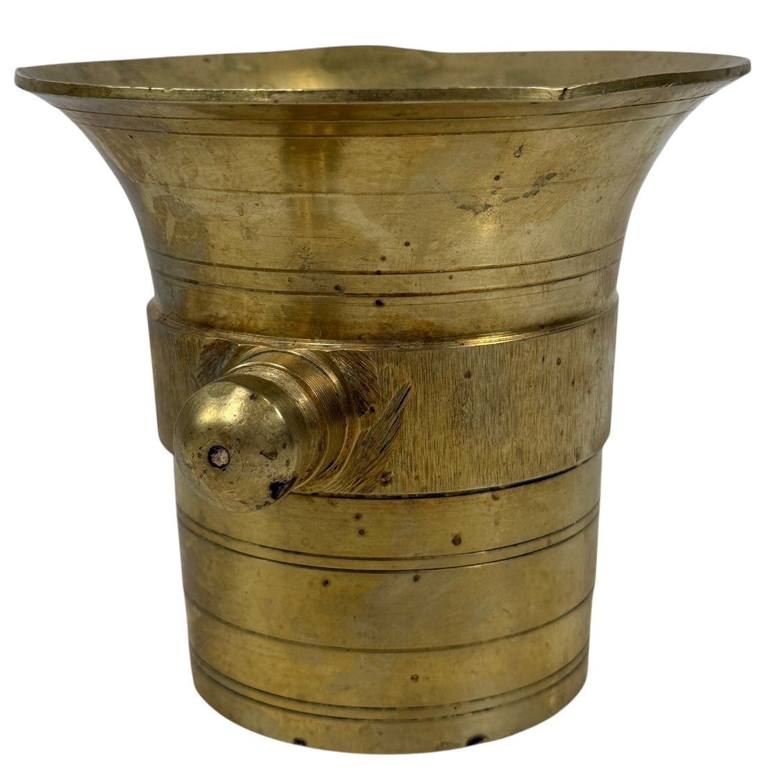Vintage Solid Brass Apothecary Mortar – Turned Design, Early 20th Century