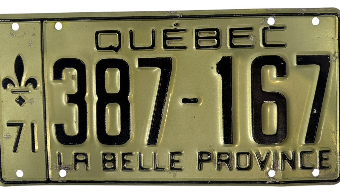 Vintage 1971 Quebec License Plate – “La Belle Province”