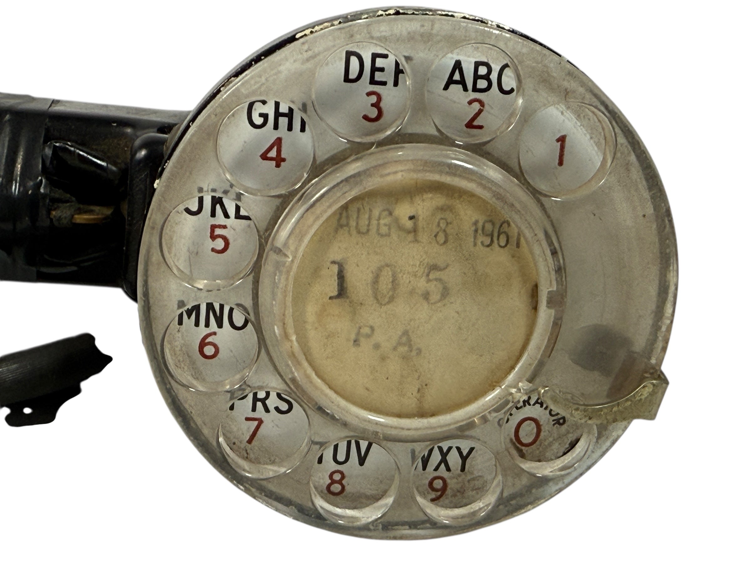 Vintage 1961 Western Electric 1013A lineman’s test phone handset – black Bakelite rotary dial Bell System tool, USA telecom collectible, retro industrial décor.