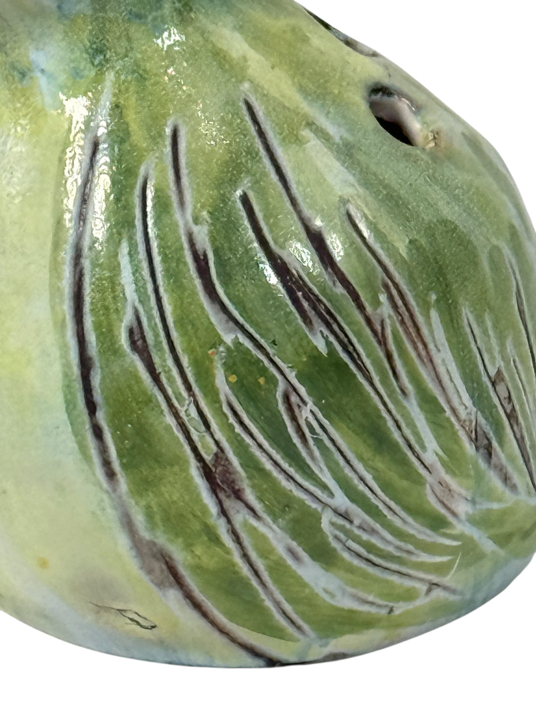 Mid-century French bird sculpture by Camos Vallauris, signed 5″ green ceramic art piece, 1960s Vallauris pottery collectible from France.