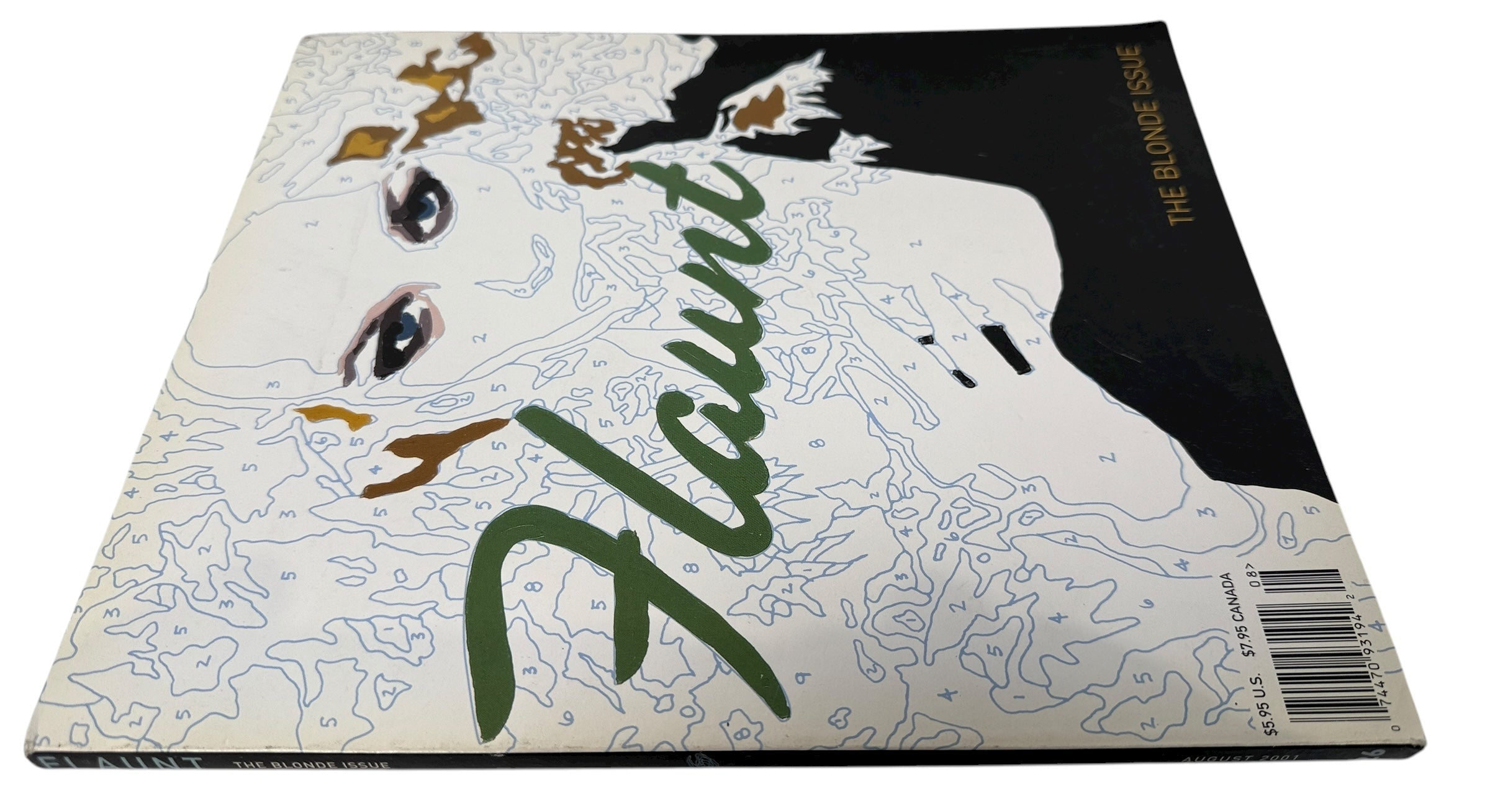 Flaunt Magazine August 2001 “The Blonde Issue” with Thora Birch. Rare early-2000s fashion and culture collectible with iconic paint-by-numbers cover.