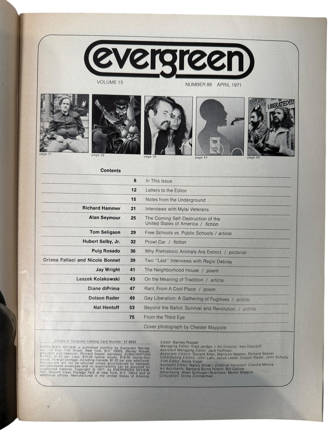 Evergreen Review No. 88 (Apr 1971) – Grove Press counterculture issue with bold cover; vintage literary and art collectible from 1970s avant-garde.