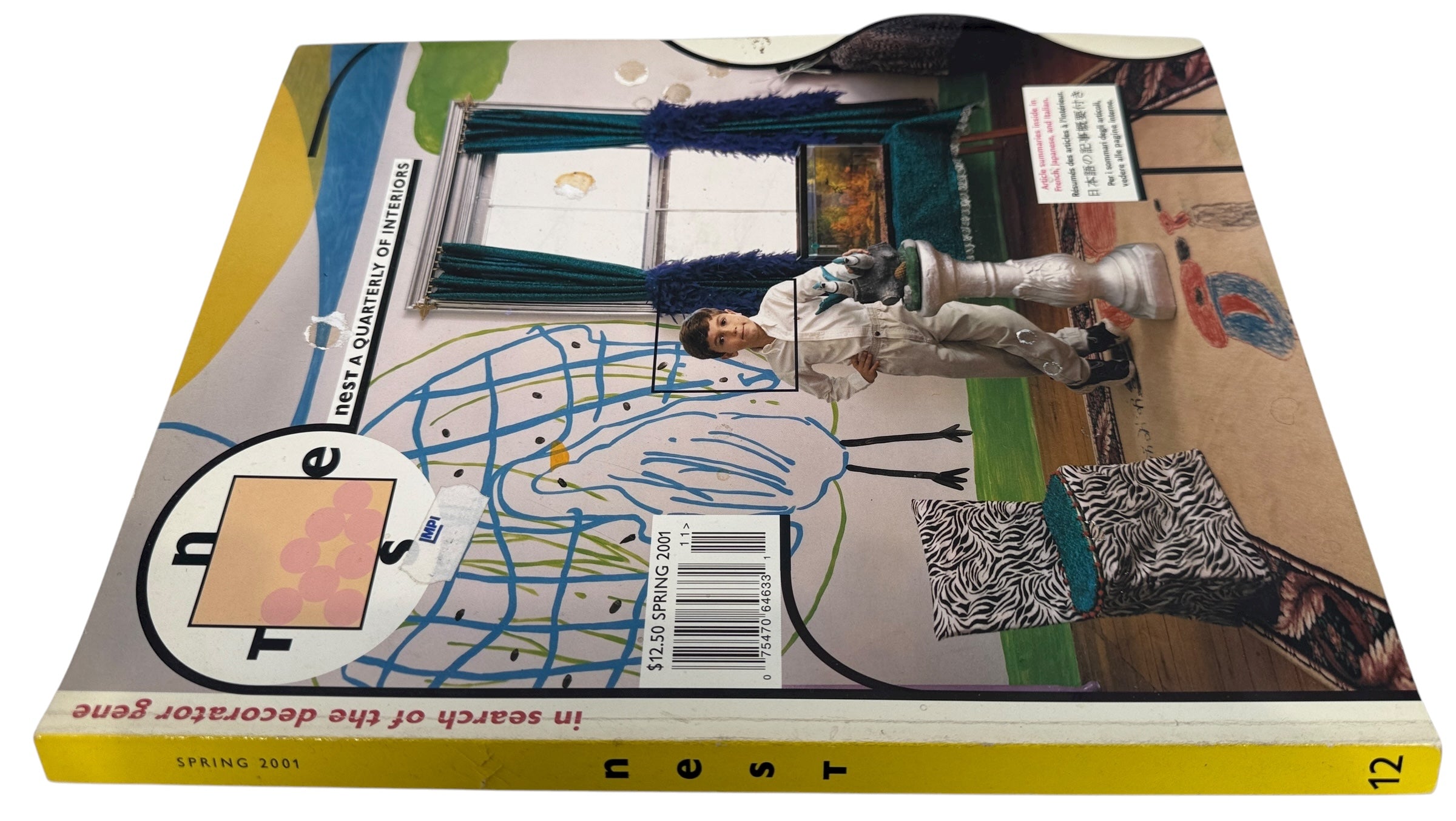 Rare Nest Spring 2001 issue with die-cut cover and “Decorator Gene” theme. Iconic avant-garde interiors magazine in good collectible condition.