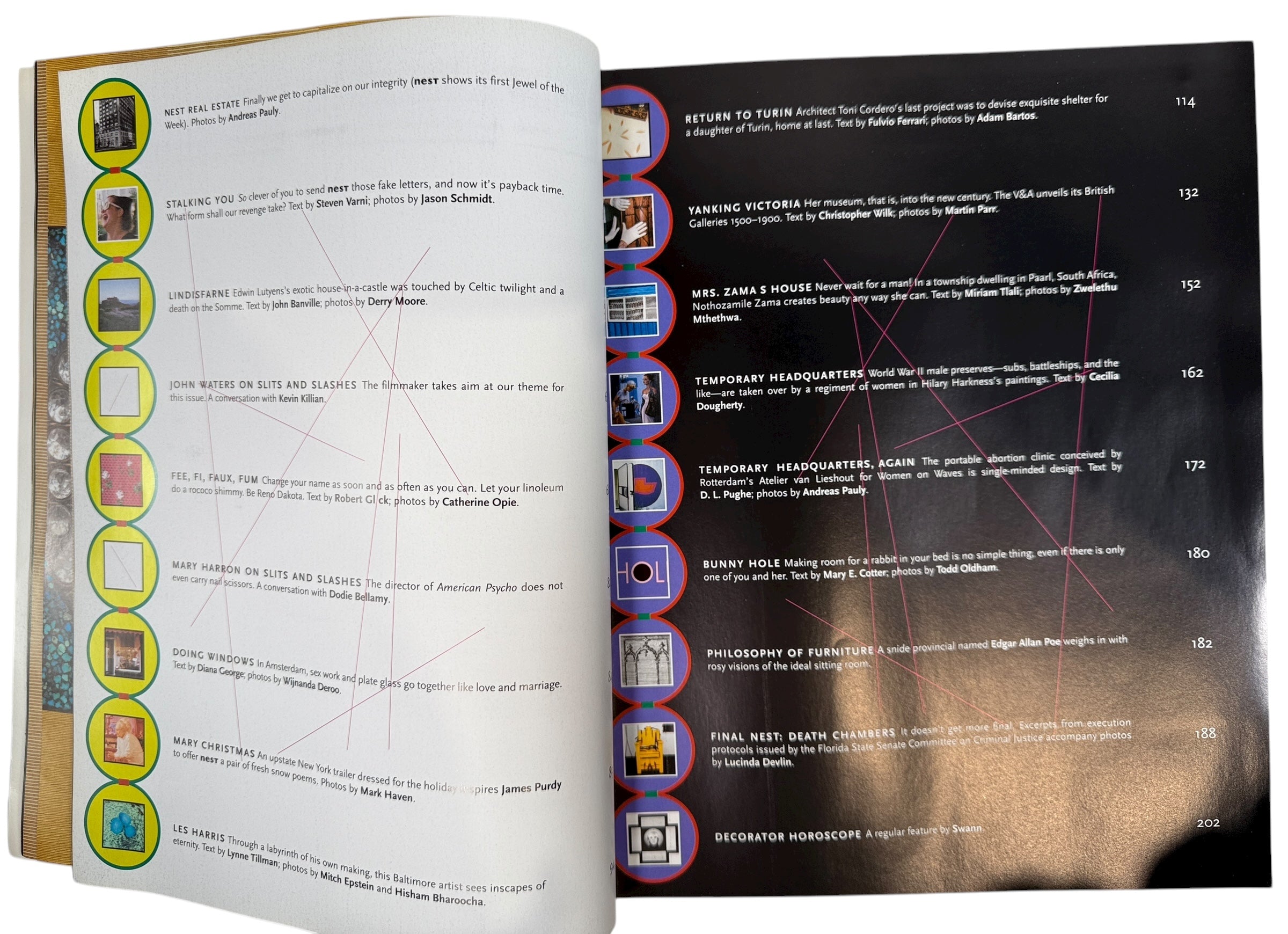 Rare Nest Magazine Winter 2001–02 “Slits and Slashes” issue featuring John Waters &amp; Catherine Opie. Iconic avant-garde interiors magazine.