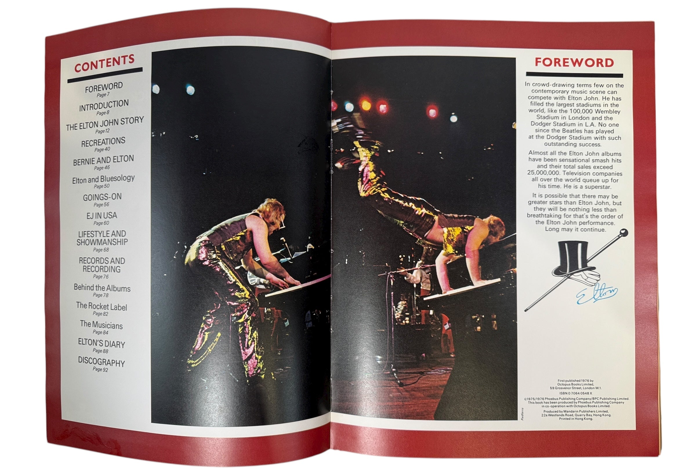 Vintage 1976 Elton John photo biography by Tatham & Jasper, Octopus Books. 100+ color photos of the Rocket Man in his prime. Collectible 70s music book.