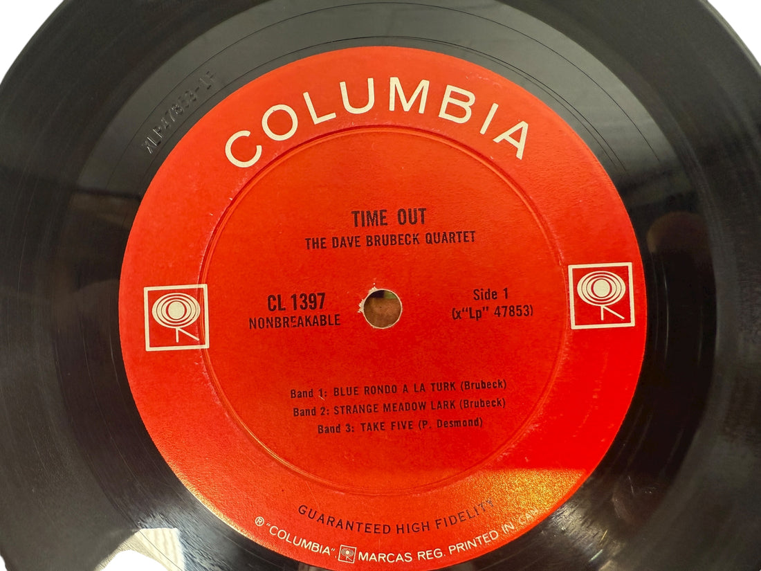 Dave Brubeck Time Out mono 6-eye Canadian CL 1397. Early 1960s Columbia pressing with iconic Fujita art. Classic jazz LP featuring Take Five.