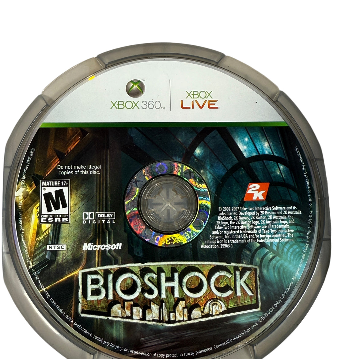 BioShock Xbox 360 Platinum Hits edition. Complete and tested. Classic action-horror game set in Rapture. Ships quickly from Montreal.