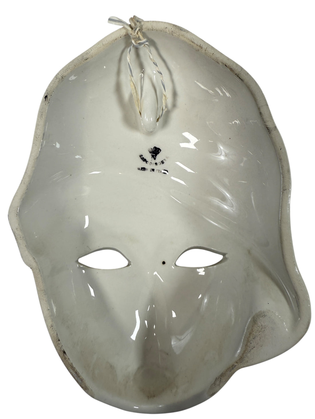 Masque mural vintage en porcelaine de style Capodimonte – Bordure dorée, Italie, rose