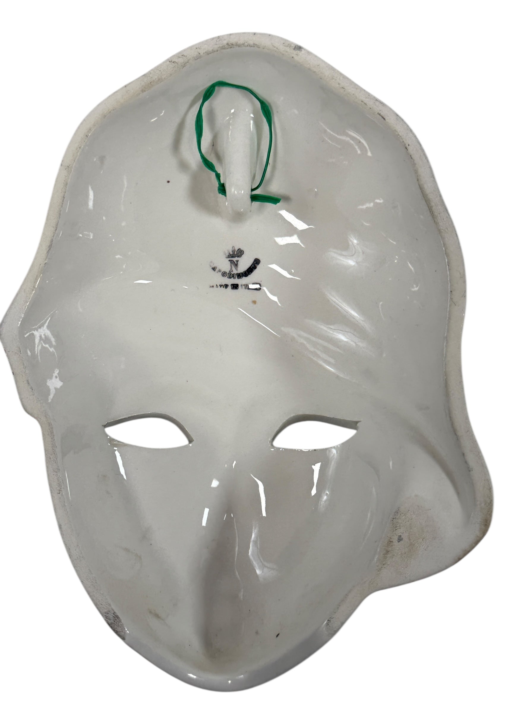 Vintage Italian ceramic wall mask from Modena with hand-painted floral design and gold accents. Authentic mid-century wall décor made in Italy.