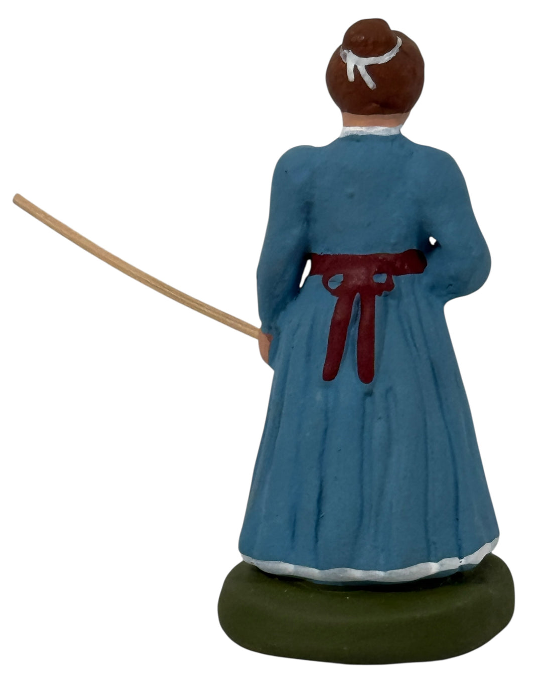 Mid-century French Aubagne pottery figurine by N. Dilandro. Handmade Provençal faience village woman, 1950s French folk art décor.