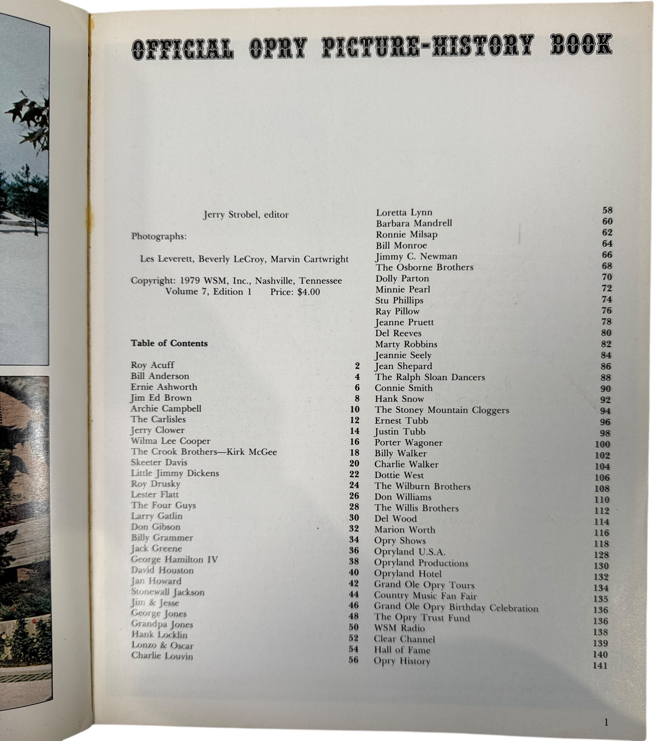 1979 Grand Ole Opry WSM Picture History Book