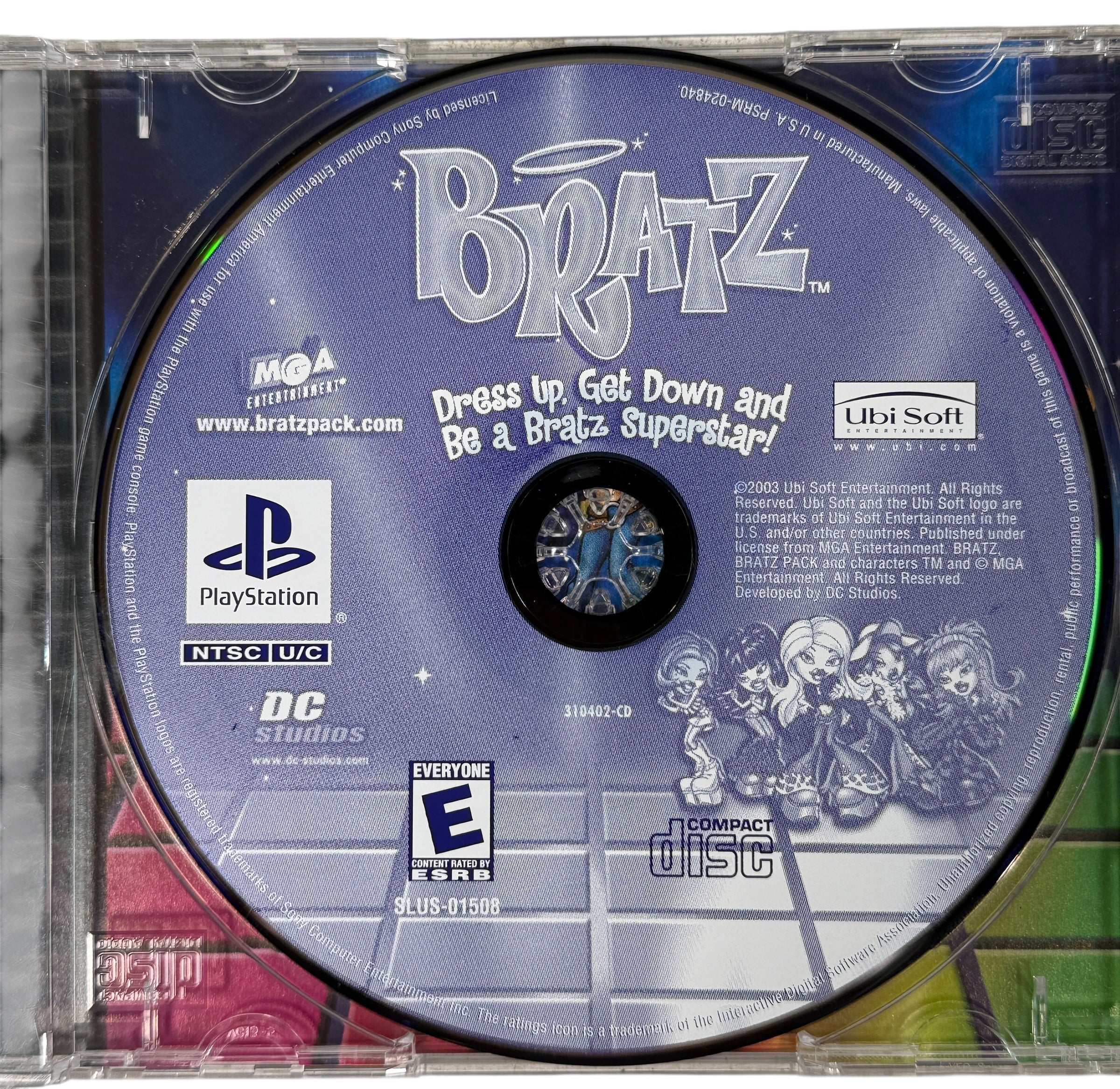 Vintage 2003 Bratz Dress Up Get Down for PlayStation PS1. Complete in case with disc and artwork. Clean Y2K nostalgia game, NTSC U/C.