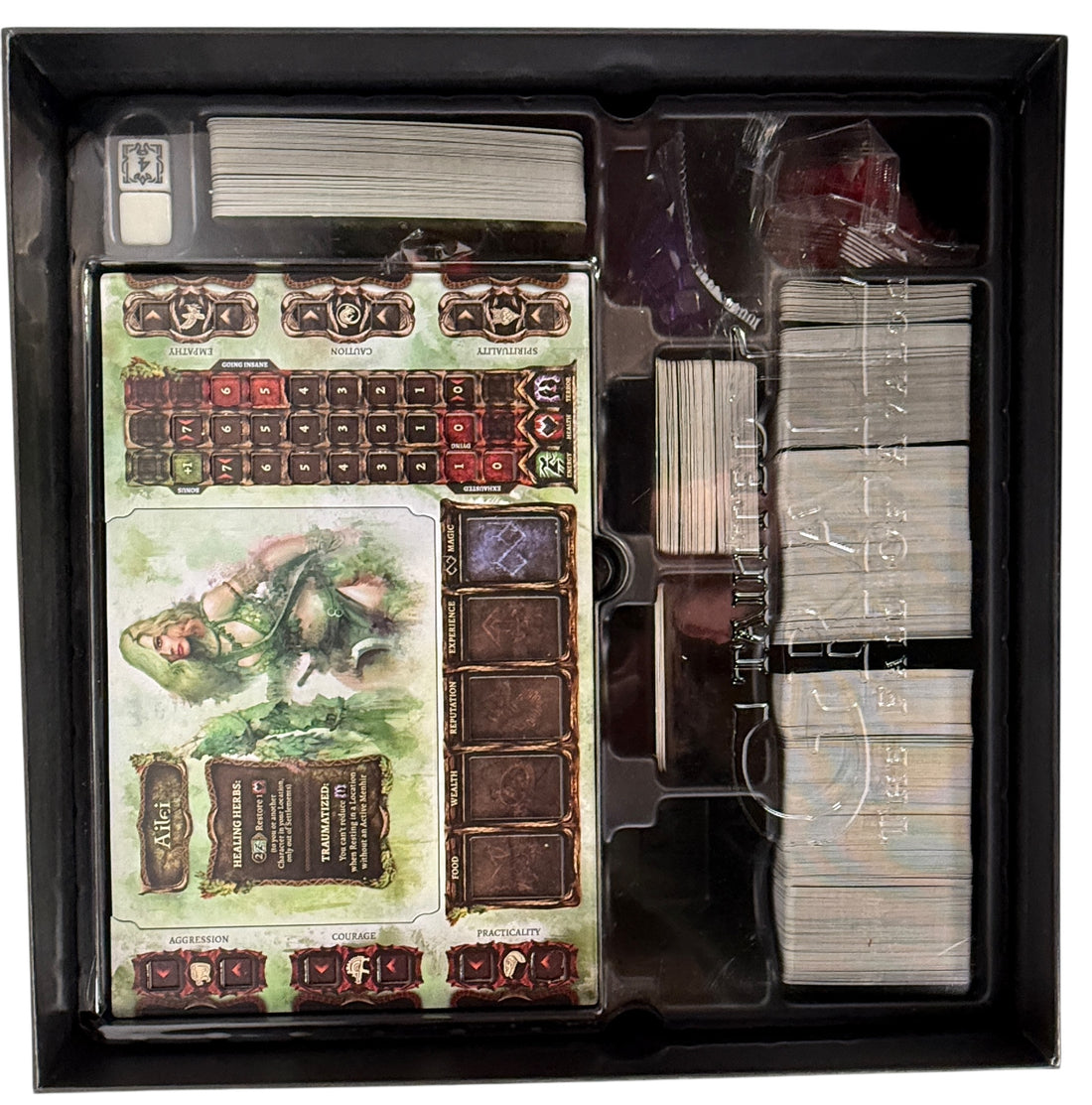 Story-rich fantasy board game Tainted Grail The Fall of Avalon. Complete core set with minis, cards, and journal. Epic campaign adventure.