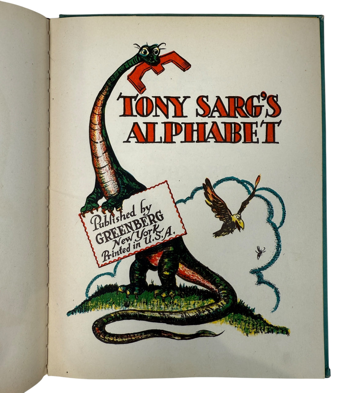Tony Sarg, vintage children’s book, alphabet book, Macy’s parade artist, 1945 book, Greenberg publisher, mid-century kids book, collectible picture book, Americana puppetry, early illustration