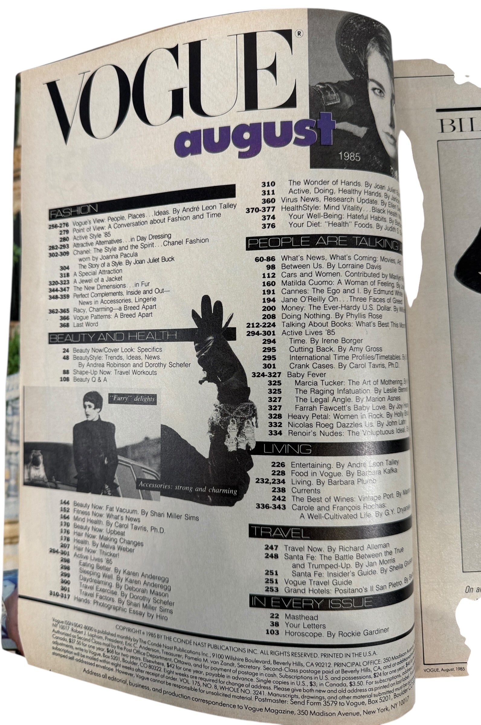 Vintage Vogue August 1985 featuring Alexa Singer with Avedon and Elgort photography, Joanna Pacula editorial, iconic 80s fashion, beauty, and Calvin Klein ads