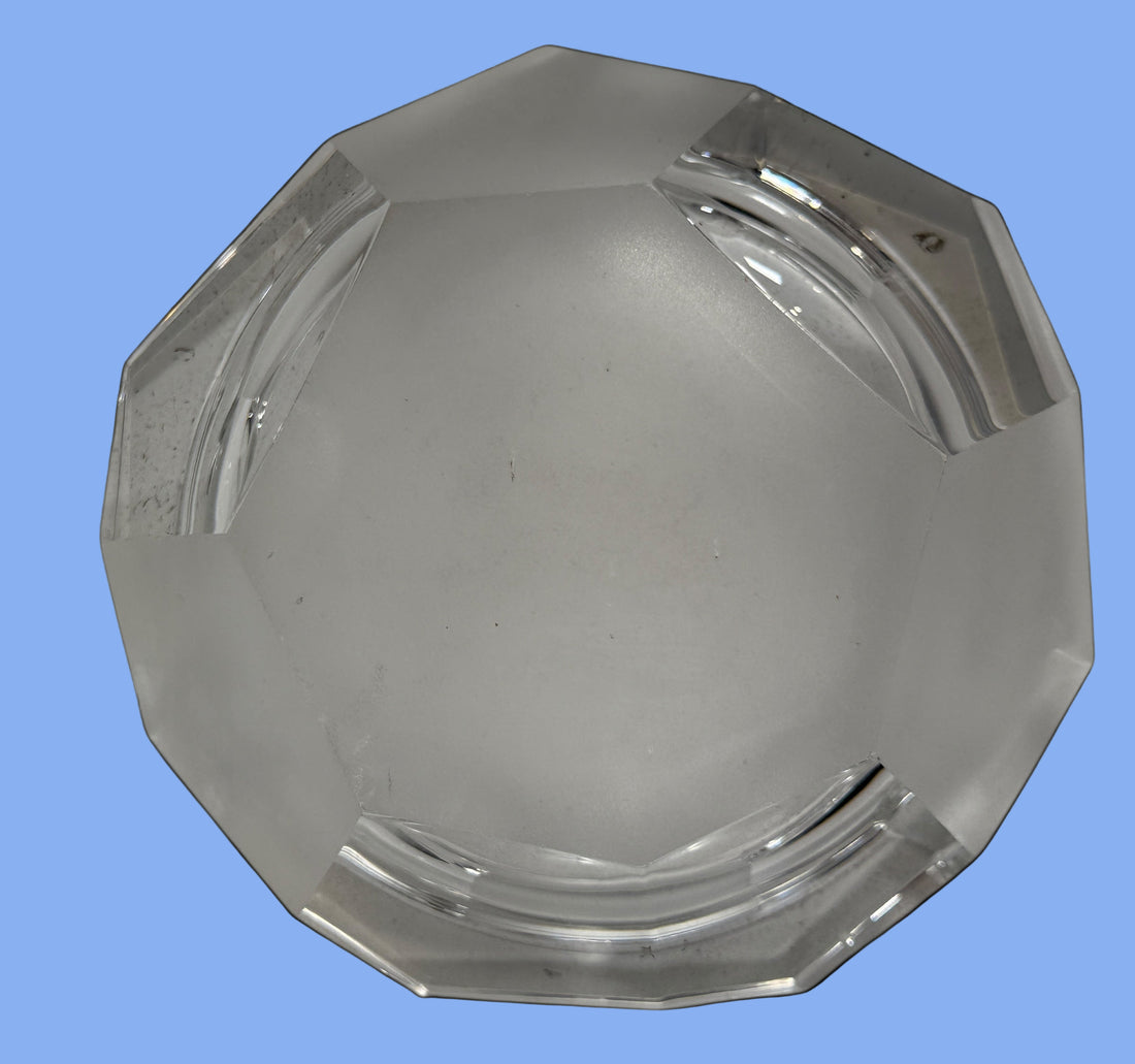 Vintage Faceted Crystal Ashtray – Octagonal Clear & Frosted Design
