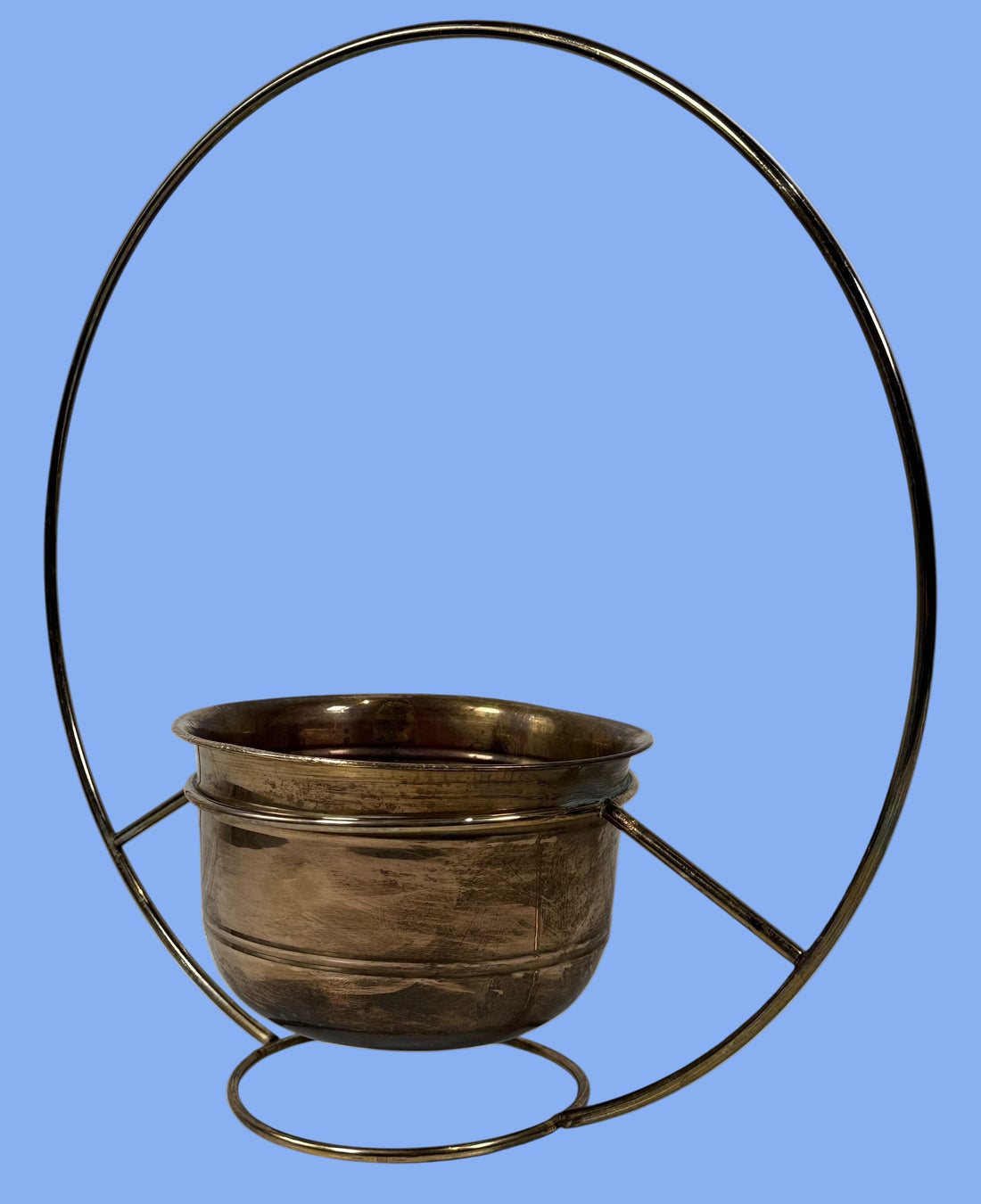 Vintage Mid-Century Brass Ring Planter – Made in India