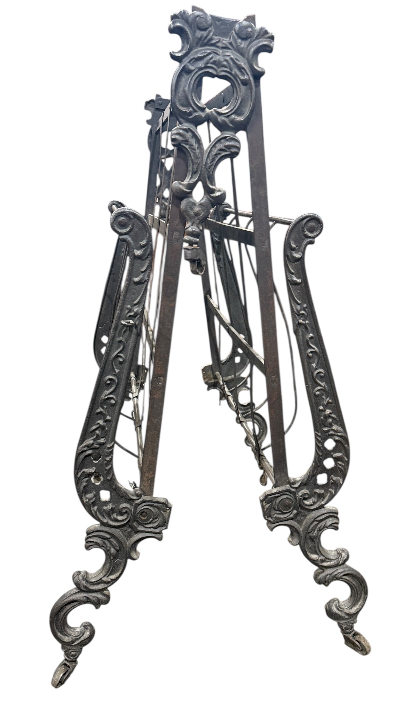 Victorian Folding Wrought Iron Bed – Harp Scrollwork (c.1900)