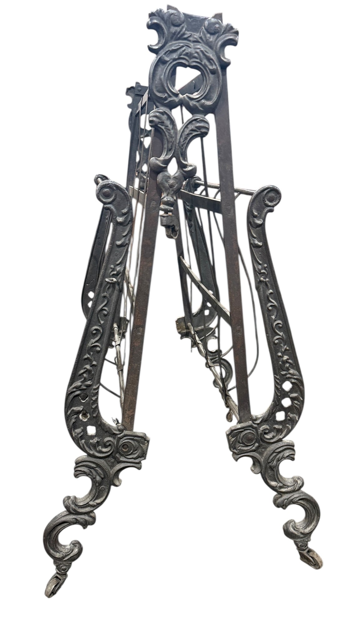 Victorian Folding Wrought Iron Bed – Harp Scrollwork (c.1900)