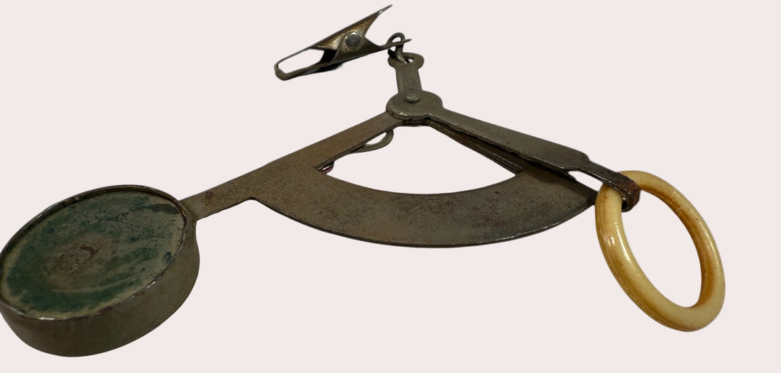 WWII-Era U.S. Postal Rate Card & Handheld Letter Scale – Metal with Original Chart