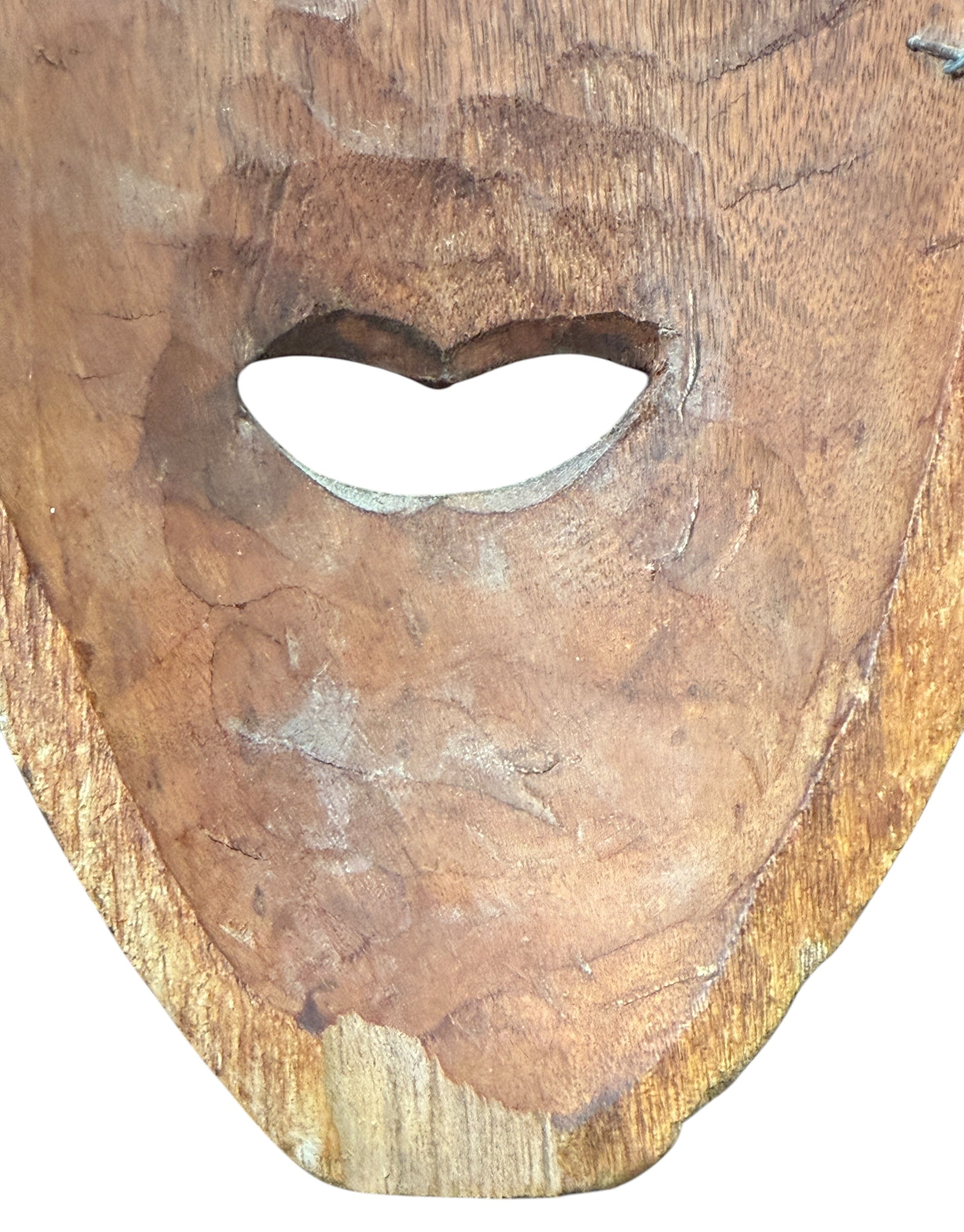 Vintage Hand-Carved 31” Wooden Tribal Mask – Serpent & Leaf Motif – African-Style Wall Art