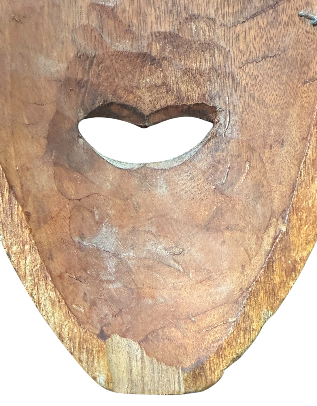 Vintage Hand-Carved 31” Wooden Tribal Mask – Serpent & Leaf Motif – African-Style Wall Art