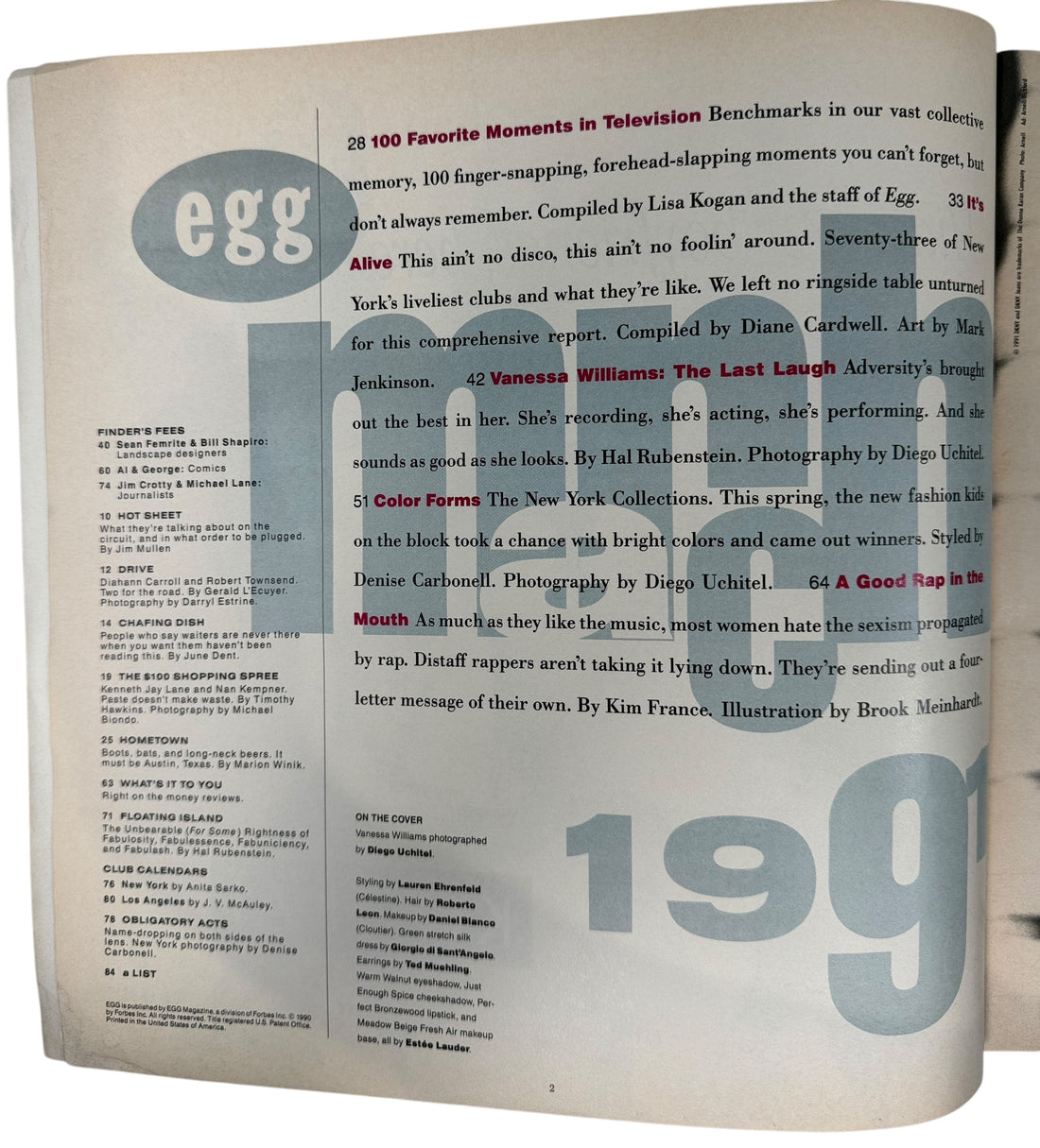 Egg Magazine March 1991 with Vanessa Williams cover. Rare collectors issue featuring ’90s fashion, She-Rap, and pop culture highlights.