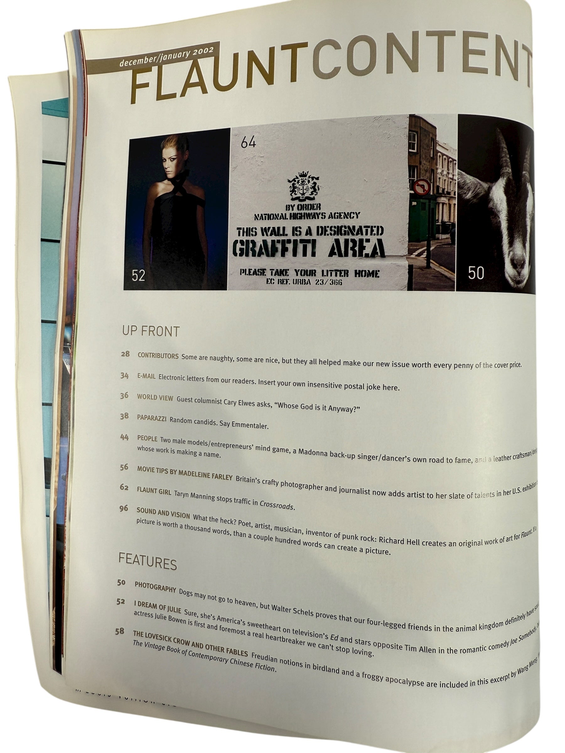 Rare Flaunt Magazine Dec/Jan 2002 #30 featuring Brad Pitt “Button Up” cover, complete issue with original ads, excellent condition collectible copy.