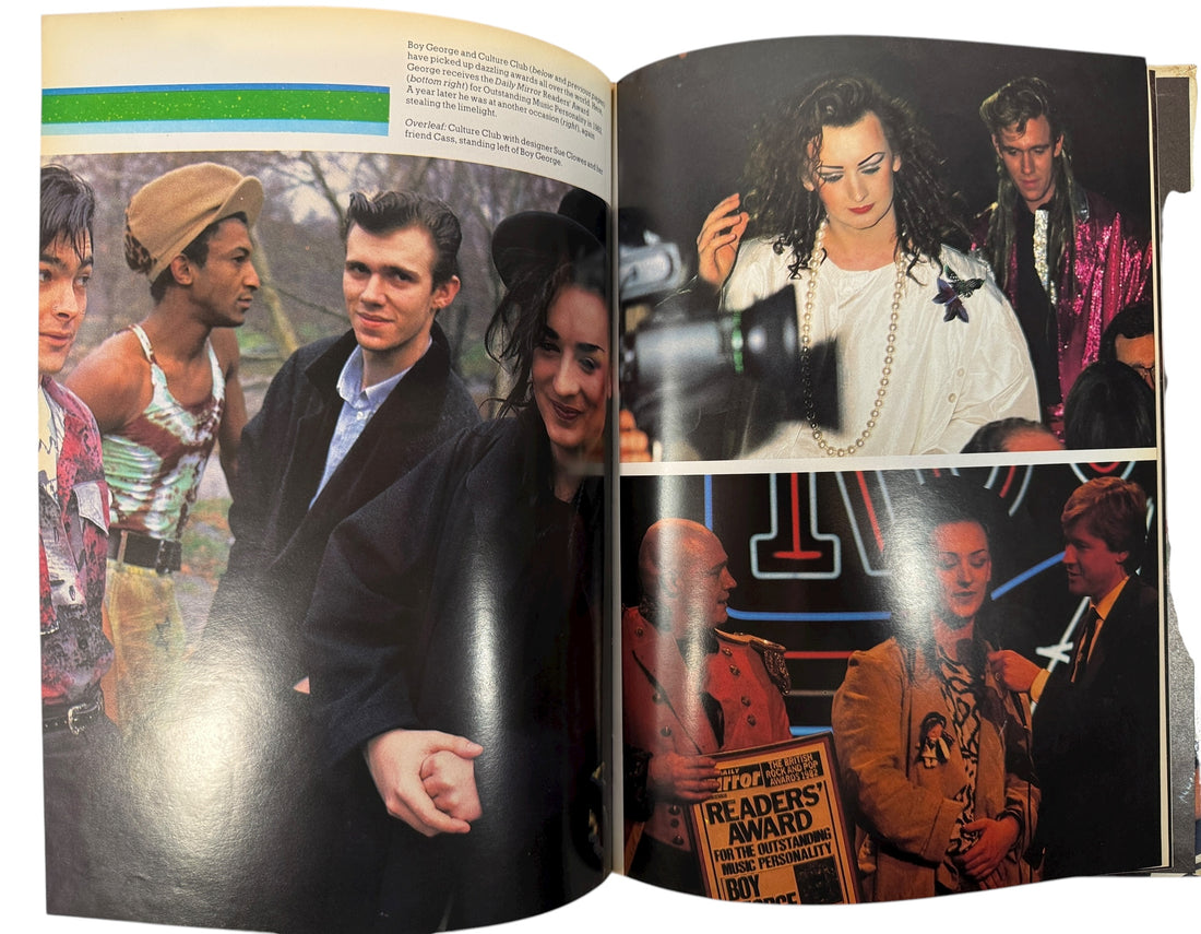 1984 Boy George &amp; Culture Club photo book with rare colour images and biography by Simon Tebbutt. Gallery Books hardcover printed in Spain. Pop icon collectible.