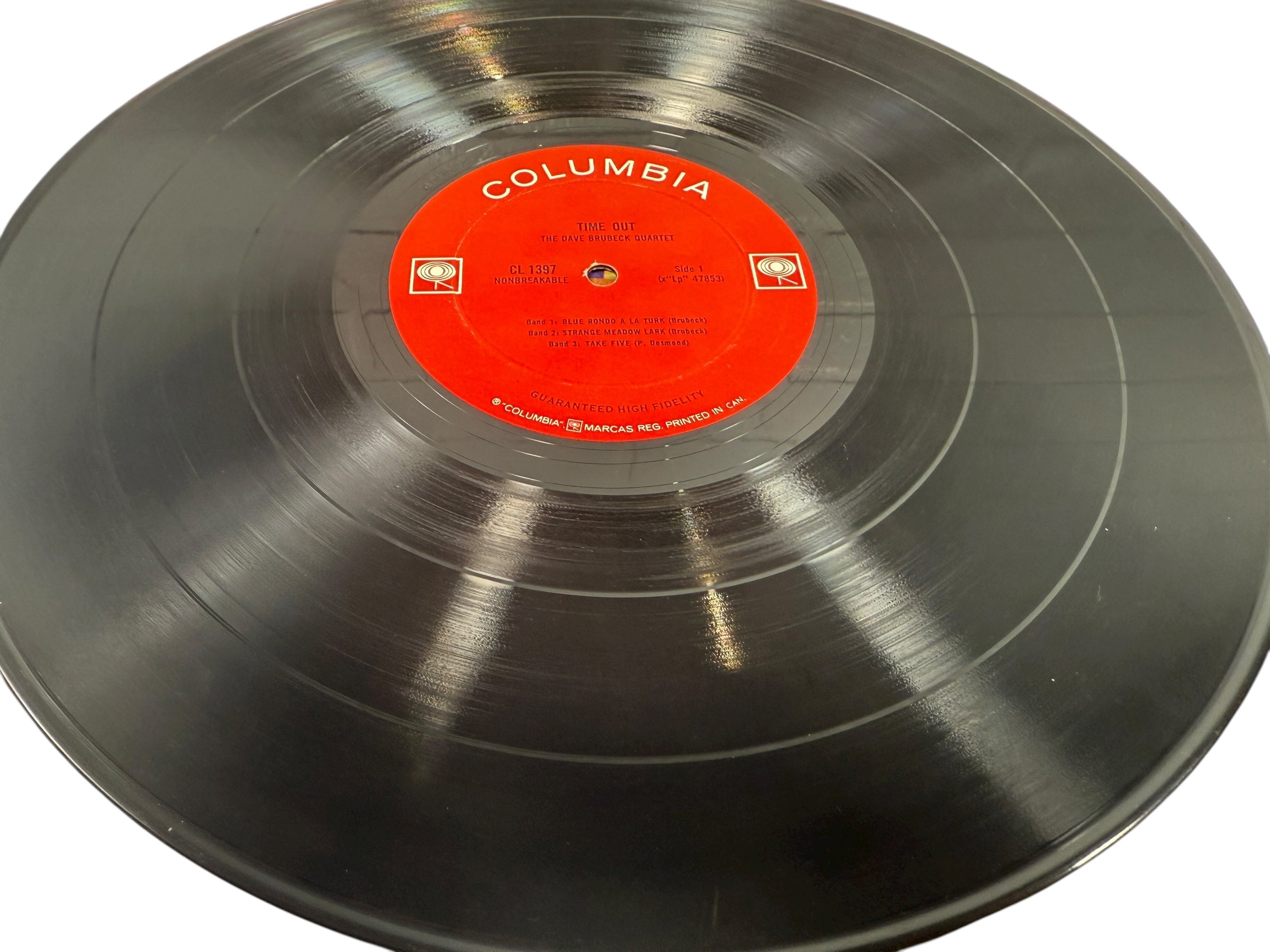 Dave Brubeck Time Out mono 6-eye Canadian CL 1397. Early 1960s Columbia pressing with iconic Fujita art. Classic jazz LP featuring Take Five.