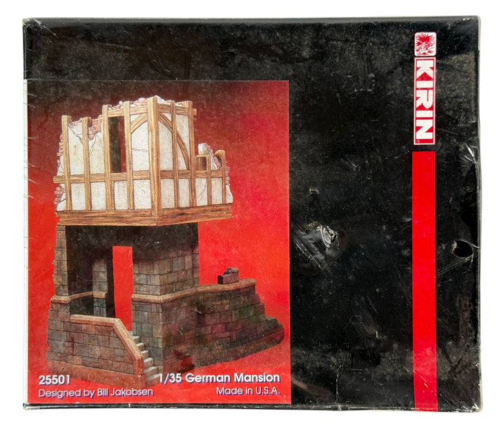 Rare sealed Kirin 1/35 German Mansion resin diorama kit. USA-made, detailed WWII building for modelers and collectors. Out-of-production resin structure.