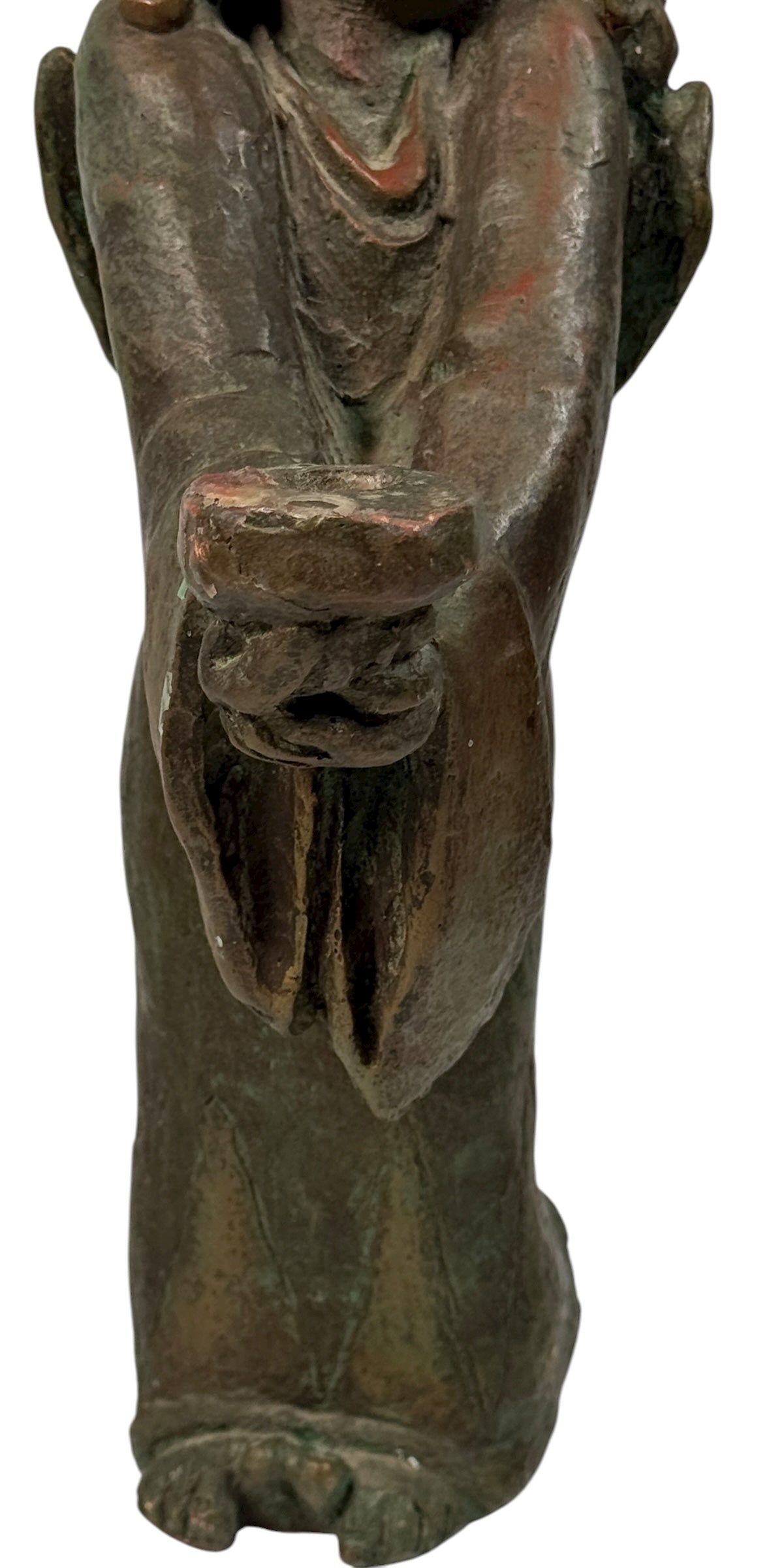 Mid-century ACHATIT Handarbeit 1780B German composite figurine with green patina. Labeled, detailed, collectible sculpture ideal for vintage decor collectors.