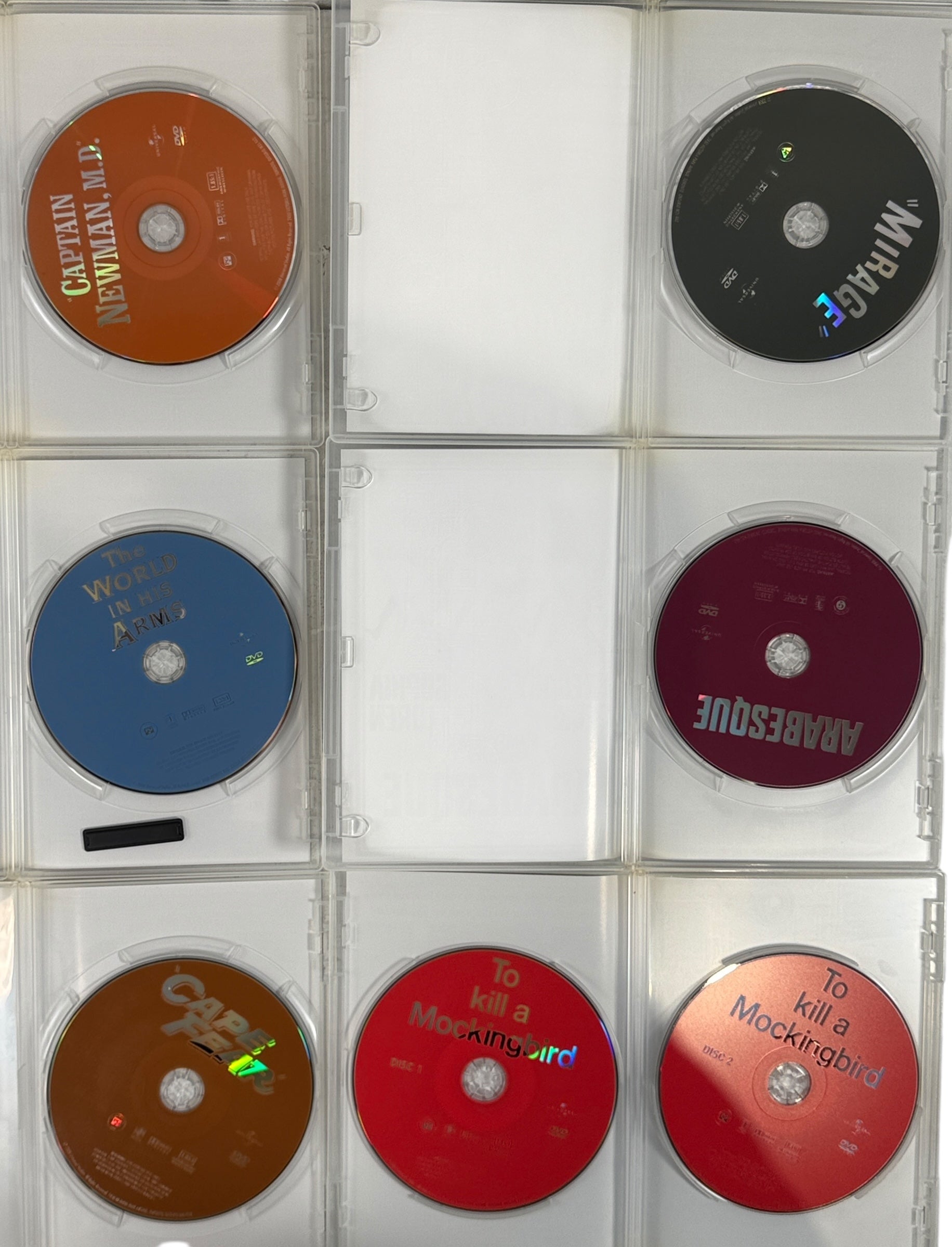 Six-film Gregory Peck DVD collection including To Kill a Mockingbird. Complete box set with slipcase. Classic Hollywood drama and thrillers.