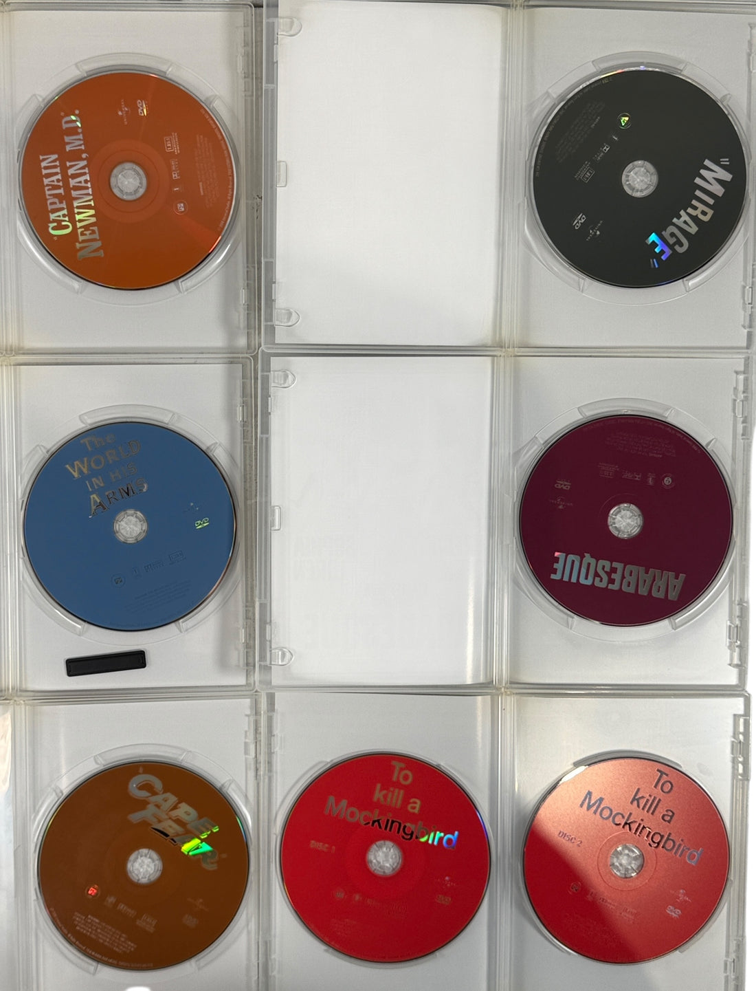 Six-film Gregory Peck DVD collection including To Kill a Mockingbird. Complete box set with slipcase. Classic Hollywood drama and thrillers.