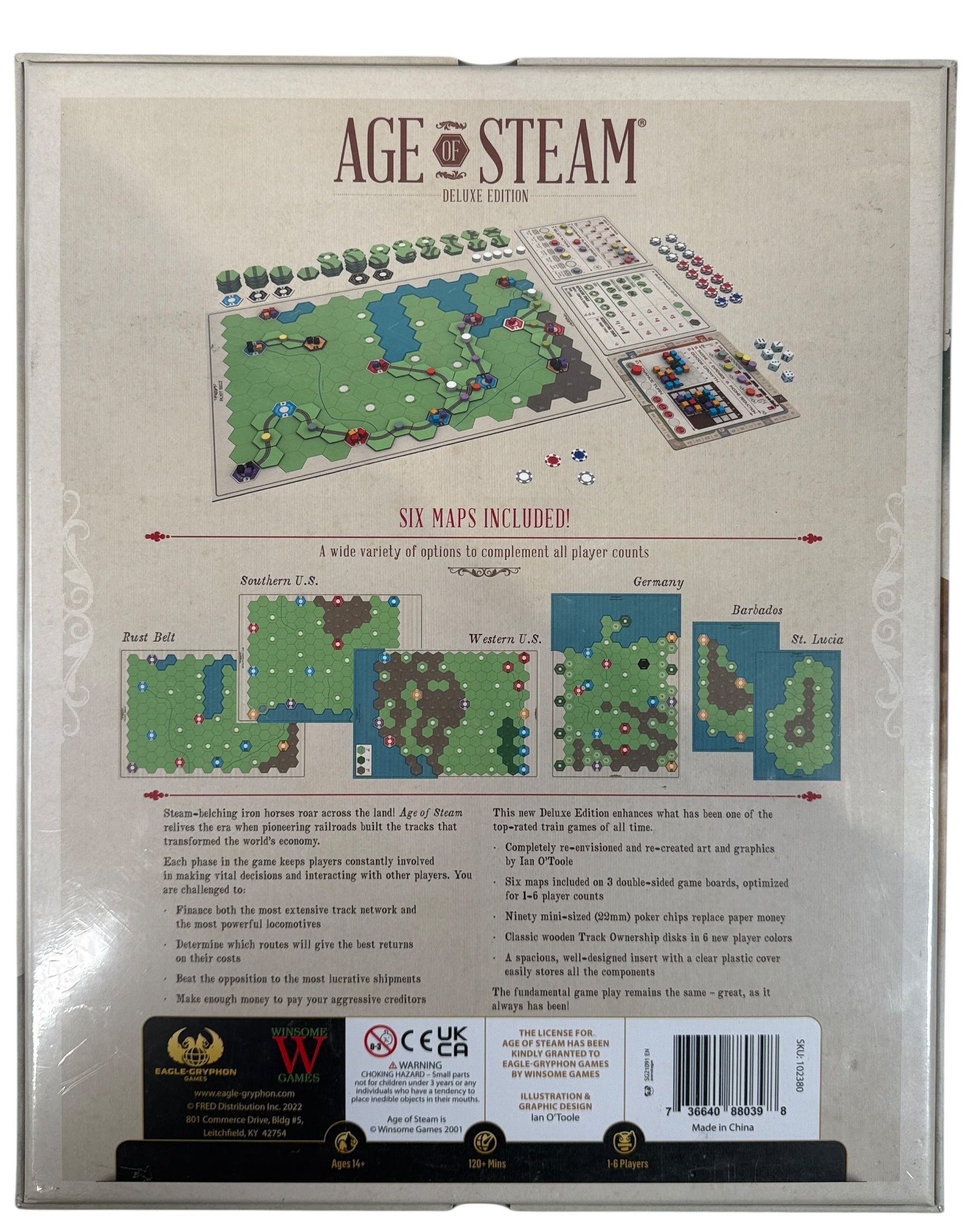 Sealed Age of Steam Deluxe Edition board game by Eagle-Gryphon. Premium Euro strategy classic with multiple maps. Collector-grade, new in wrap.