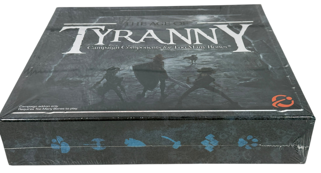 Sealed Age of Tyranny campaign expansion for Too Many Bones. Rare OOP add-on with scars and encounters. Collector-grade. Ships from Montreal.