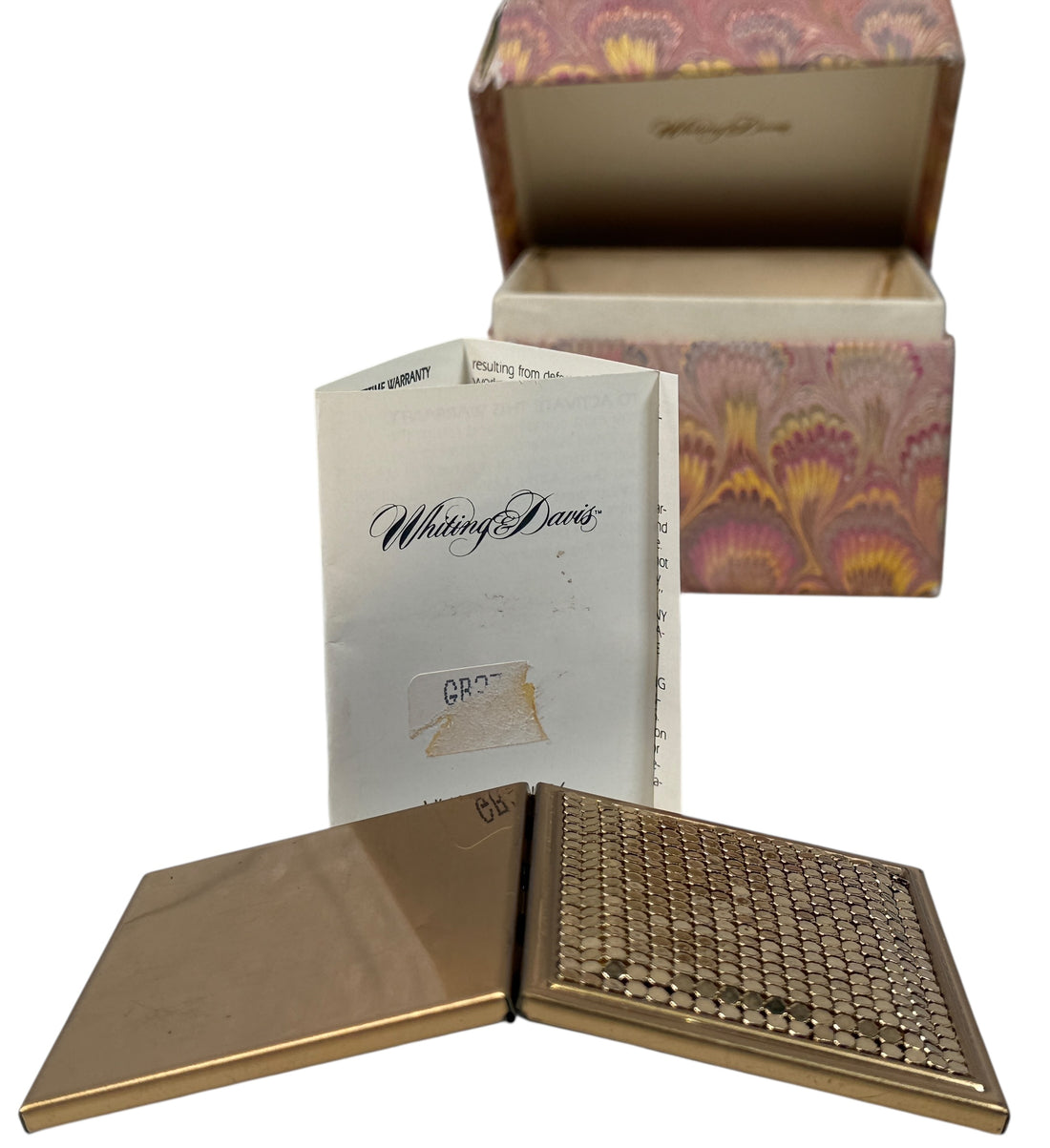 Vintage Whiting & Davis Gold-Tone Mesh Double Picture Frame w/ Box