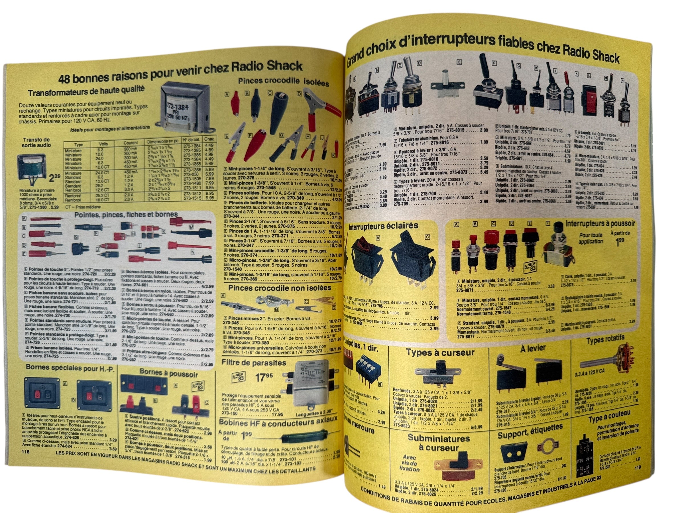 1983 Radio Shack French-Canadian catalog with TRS-80 and Realistic hi-fi ads. Retro computing &amp; audio collectible in Very Good vintage condition.