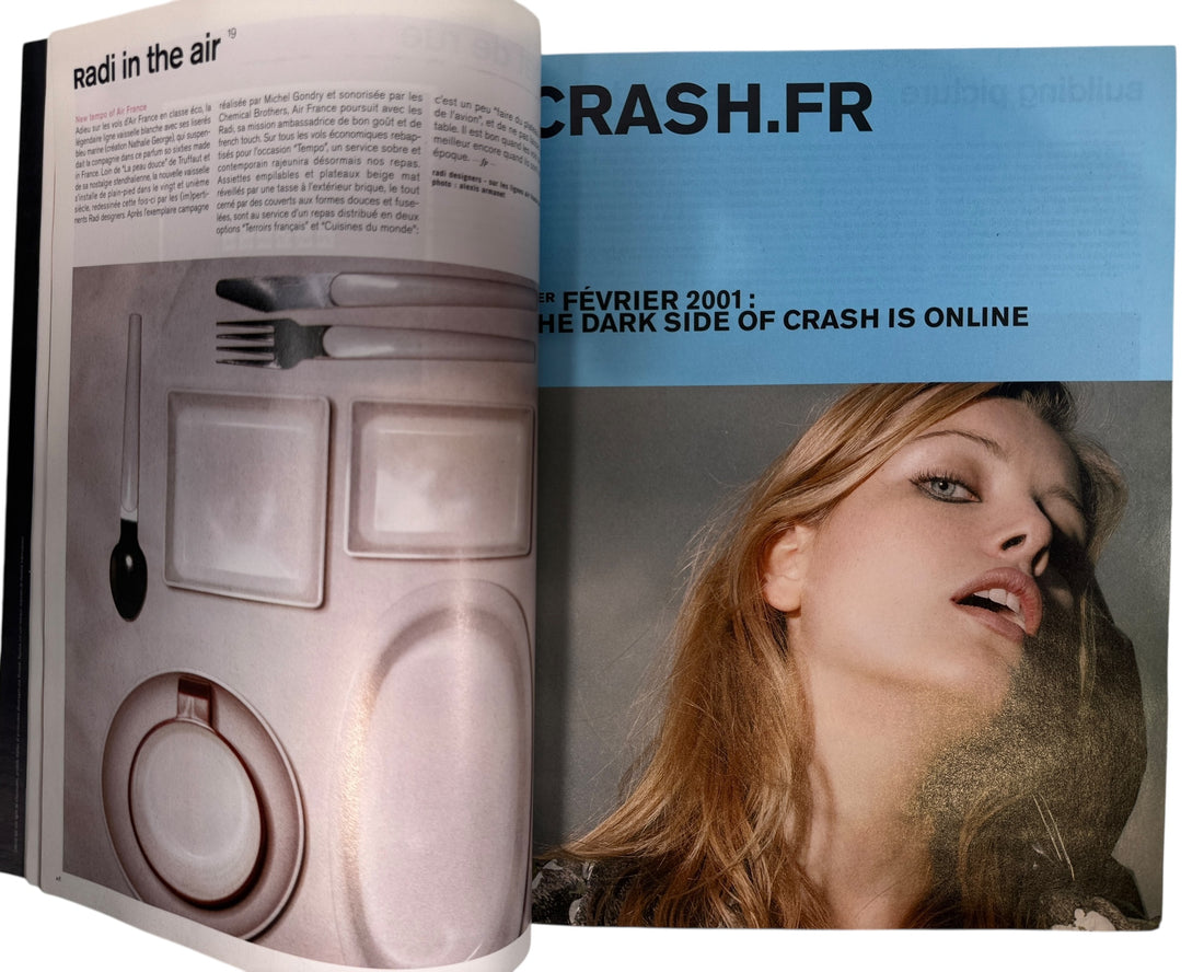 Collectible Crash Magazine Issue 15 Destination 2001 from early Y2K era. French fashion and design culture title in Very Good condition. Low print indie issue.