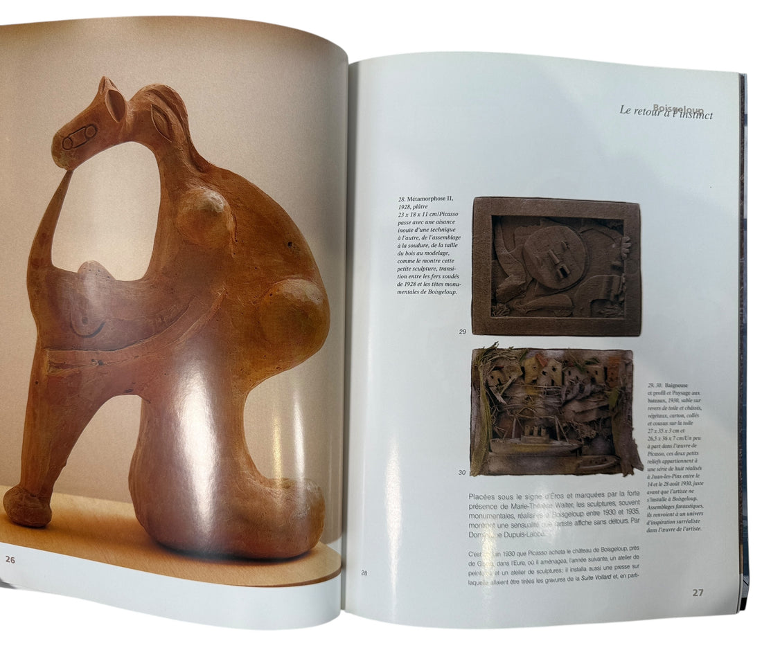 Picasso sculpture retrospective hors série catalog from 2000 Pompidou exhibition with YSL Rive Gauche back cover ad. Collectible for art and fashion archives.