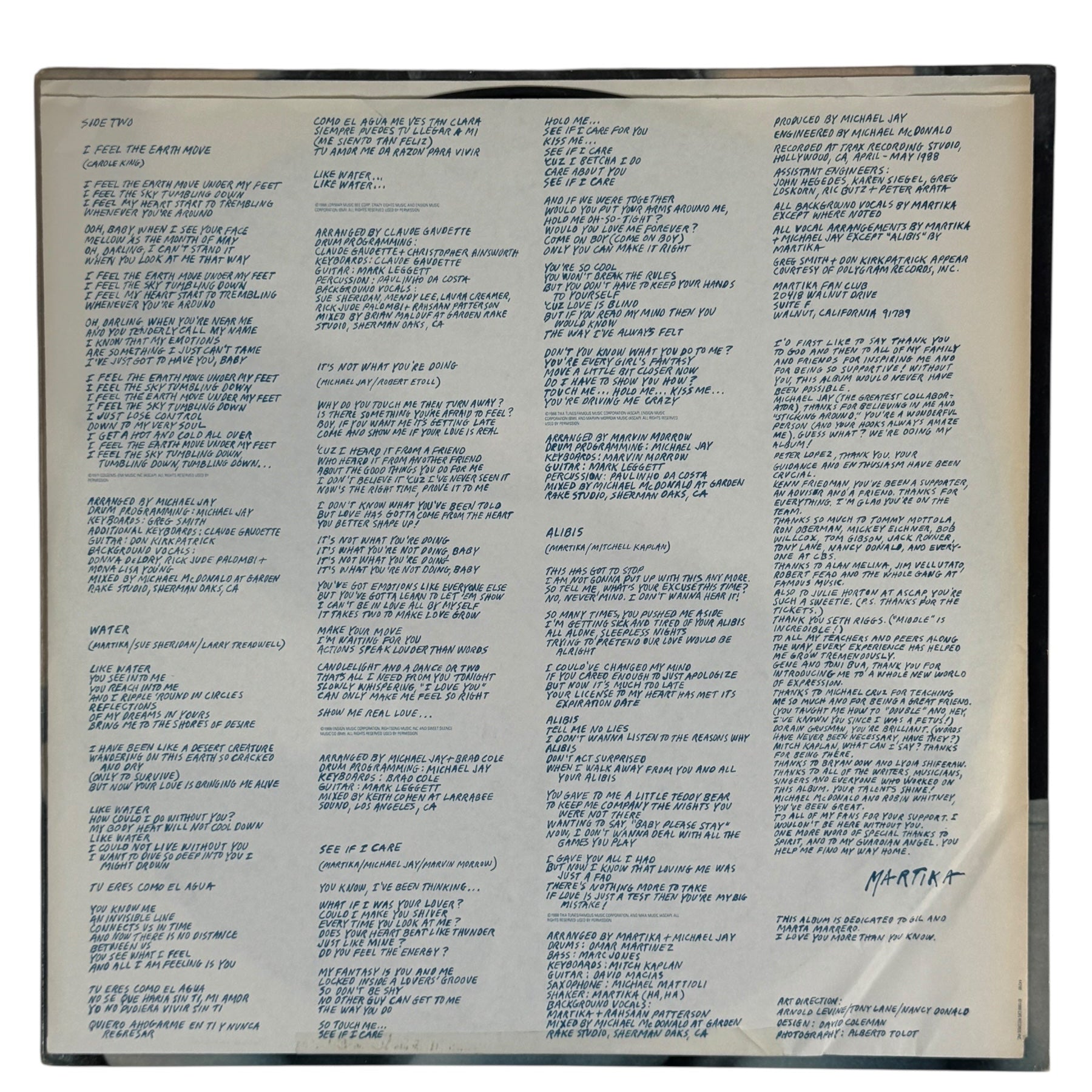 1988 Martika Debut LP – Toy Soldiers – Columbia C 44290 (Canada) Album: VG , G