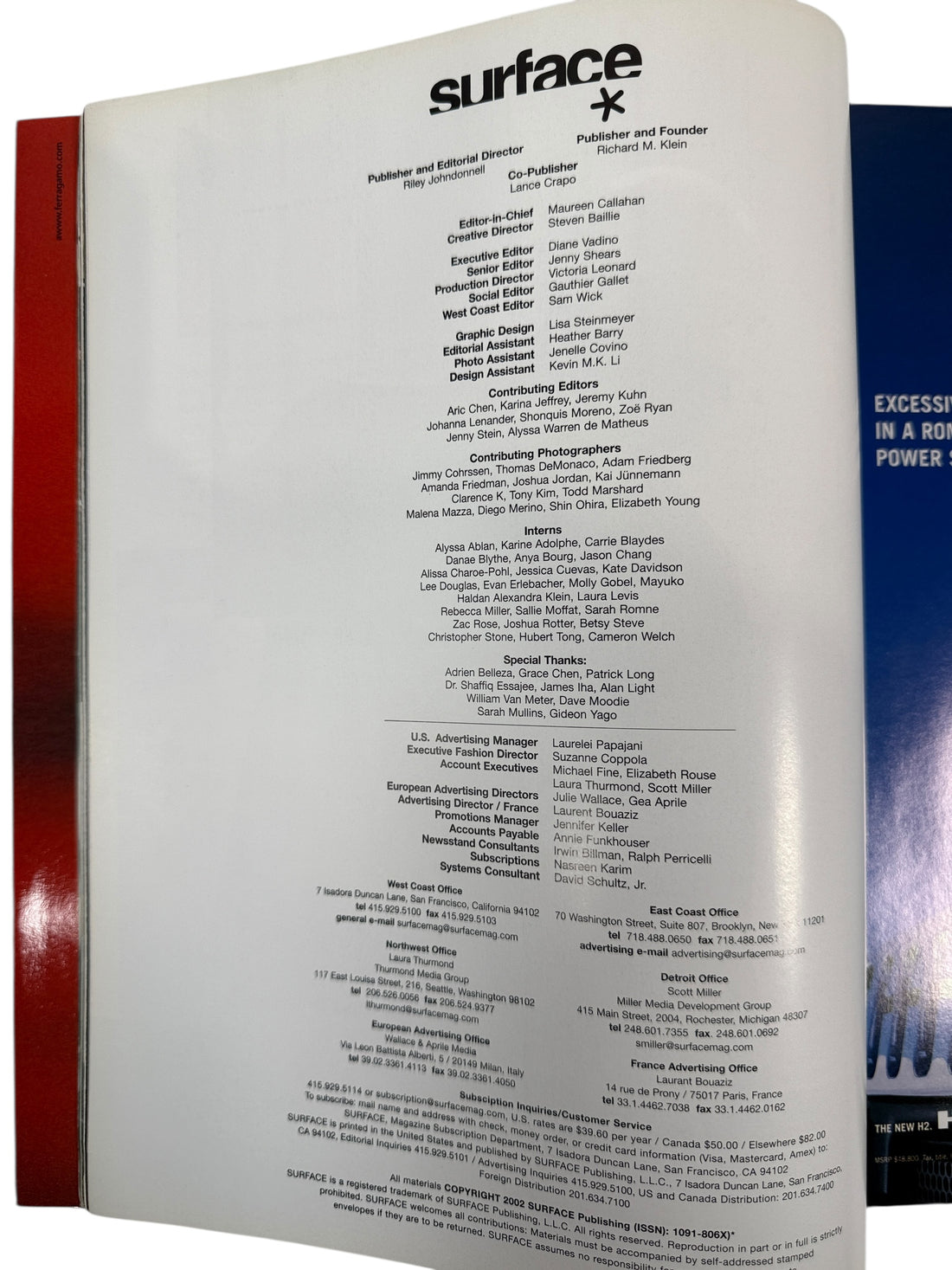 Surface Magazine No.37 – Fall Fashion Issue, 2002