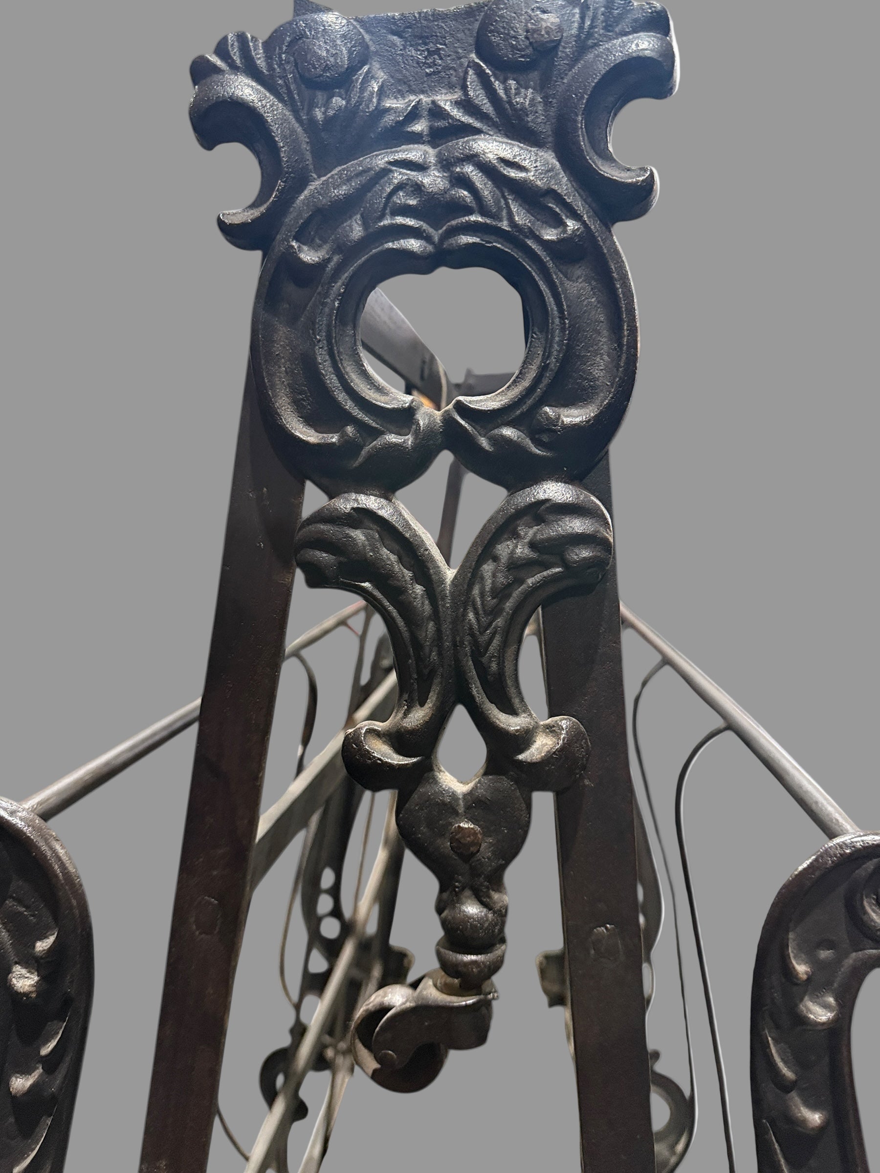 Victorian Folding Wrought Iron Bed – Harp Scrollwork (c.1900)