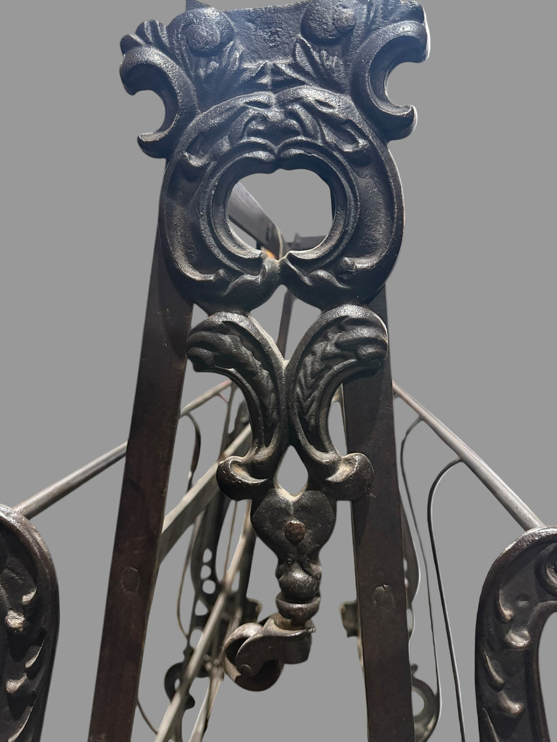 Victorian Folding Wrought Iron Bed – Harp Scrollwork (c.1900)