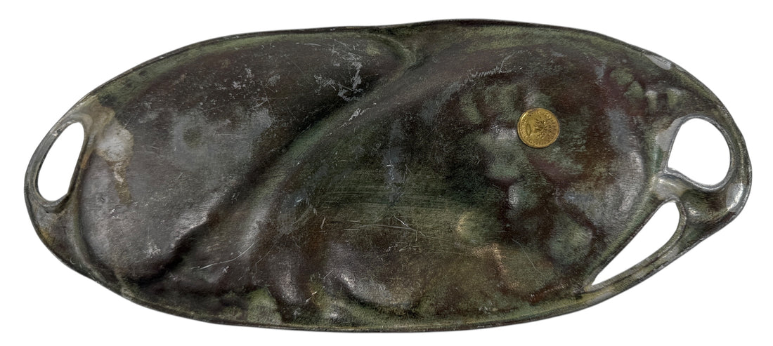 French Art Nouveau Vanity Tray “Lady with Lilies” – Fabrication Française Paris, c.1900