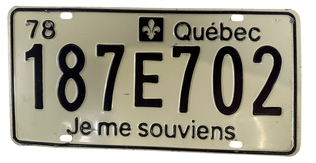 Vintage 1978 Québec Licence Plate – “Je me souviens” – Authentic Passenger Car Plate