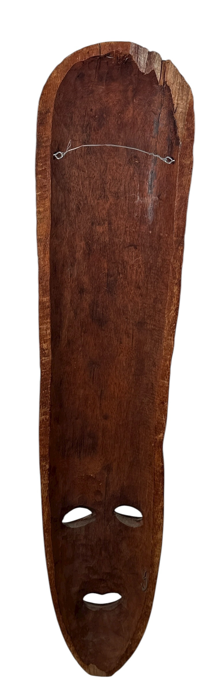 Vintage Hand-Carved 31” Wooden Tribal Mask – Serpent & Leaf Motif – African-Style Wall Art