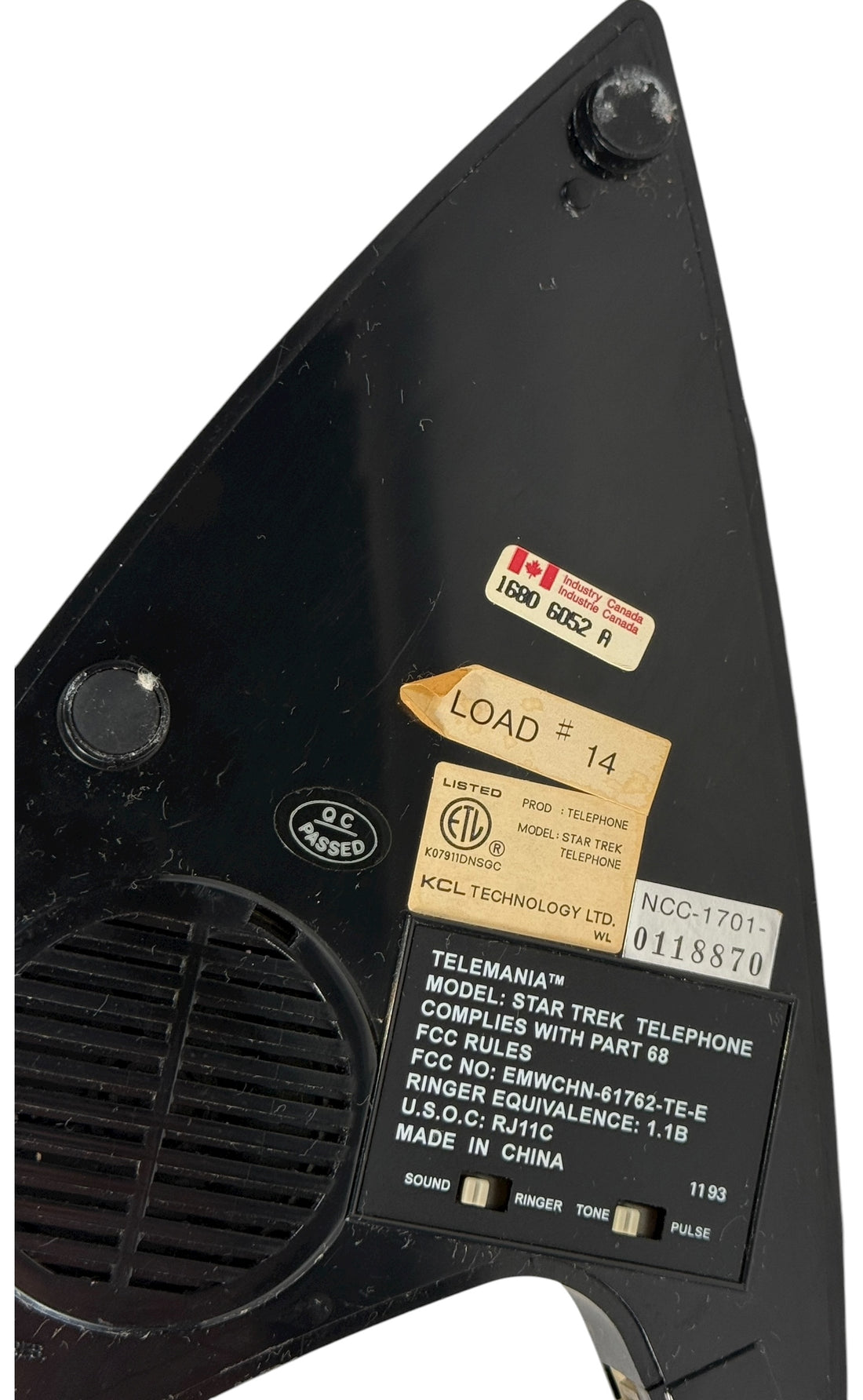 Official 1993 Telemania Star Trek USS Enterprise corded phone. Iconic NCC-1701 design, collectible display piece for Trekkies. Works and looks great.